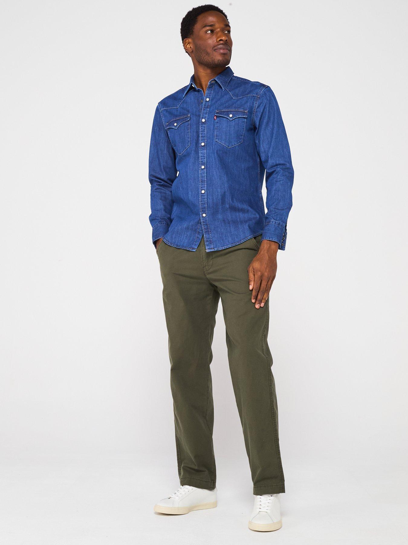  image of levis-barstow-denim-western-shirt-mid-wash