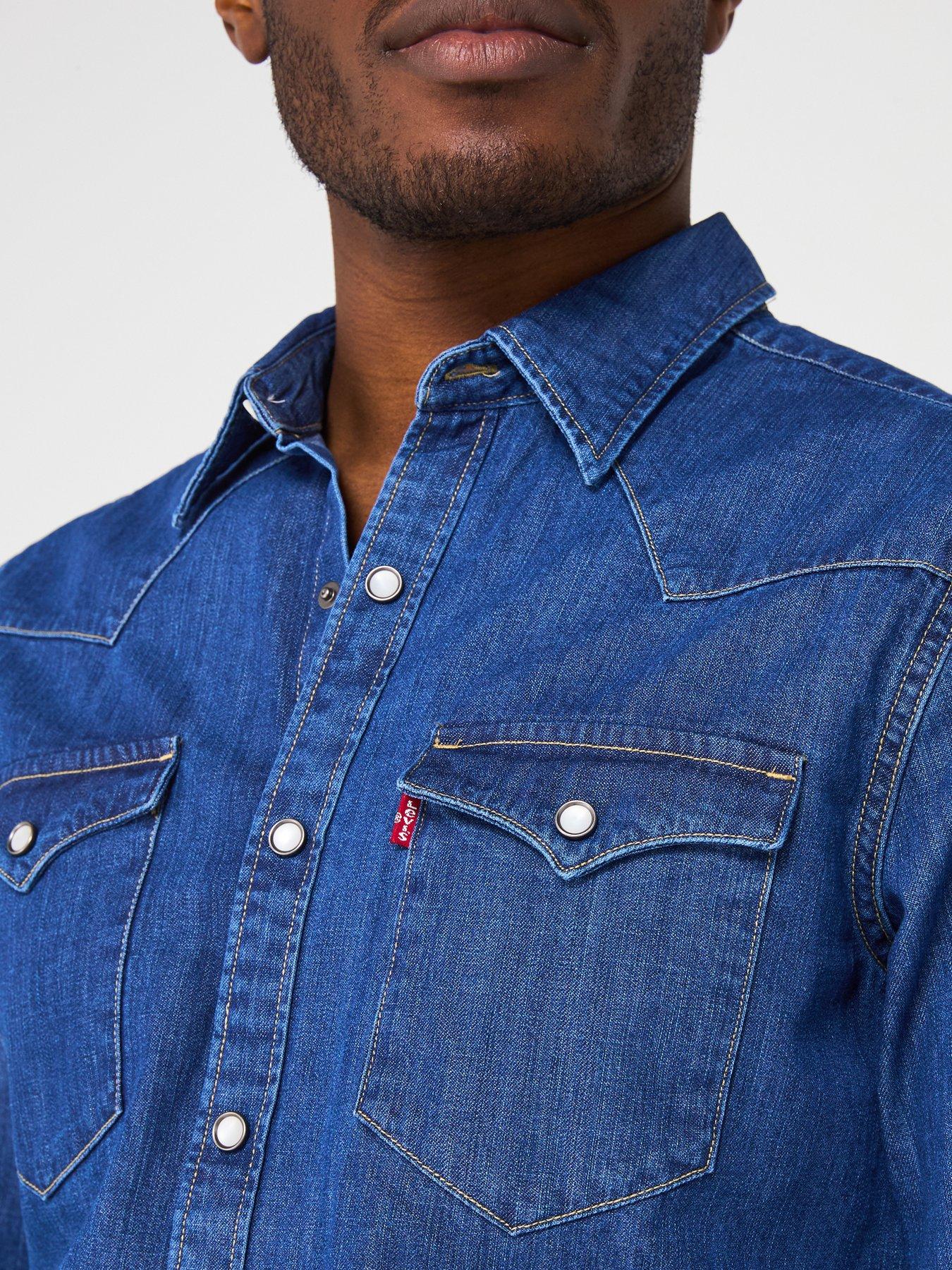  image of levis-barstow-denim-western-shirt-mid-wash