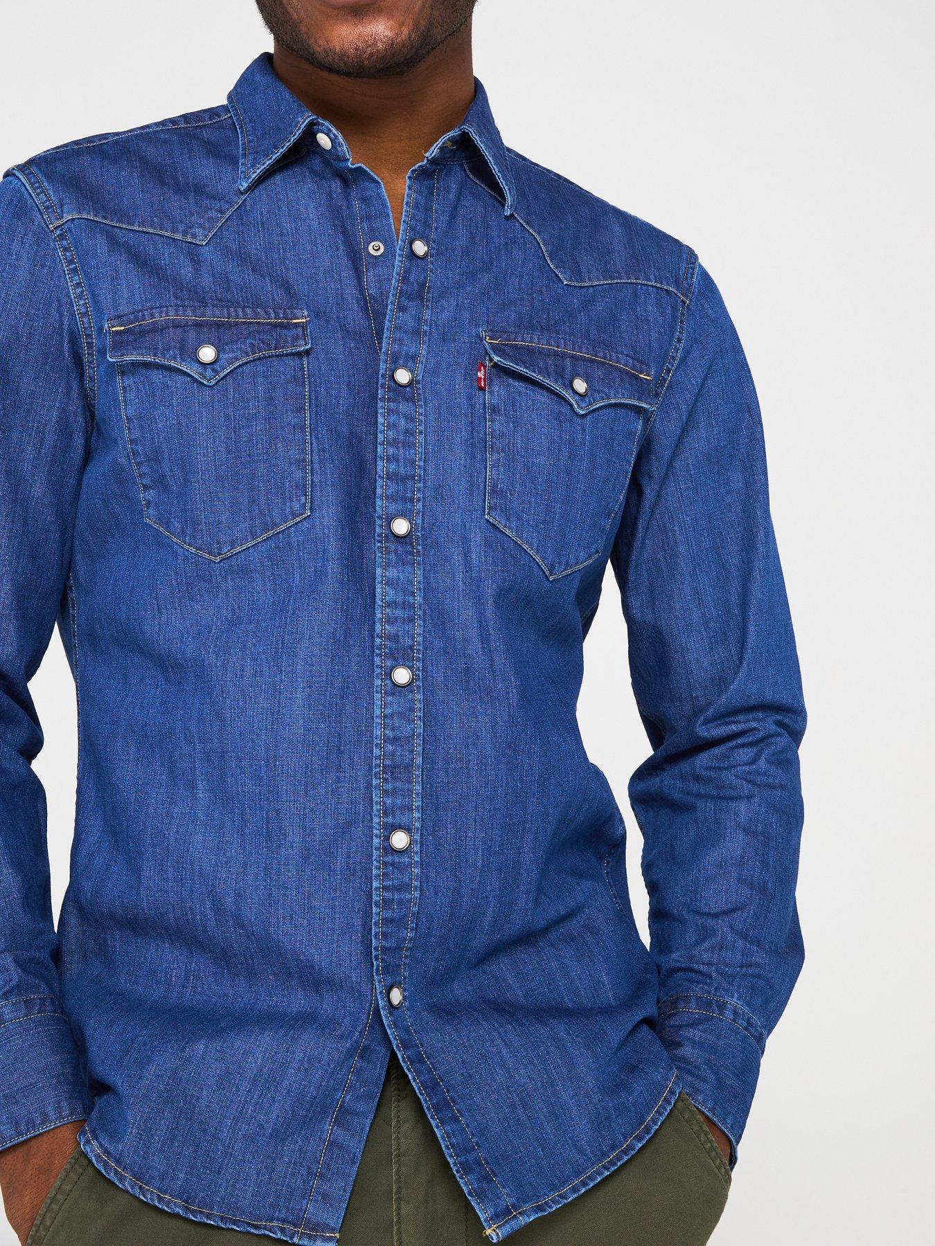  image of levis-barstow-denim-western-shirt-mid-wash