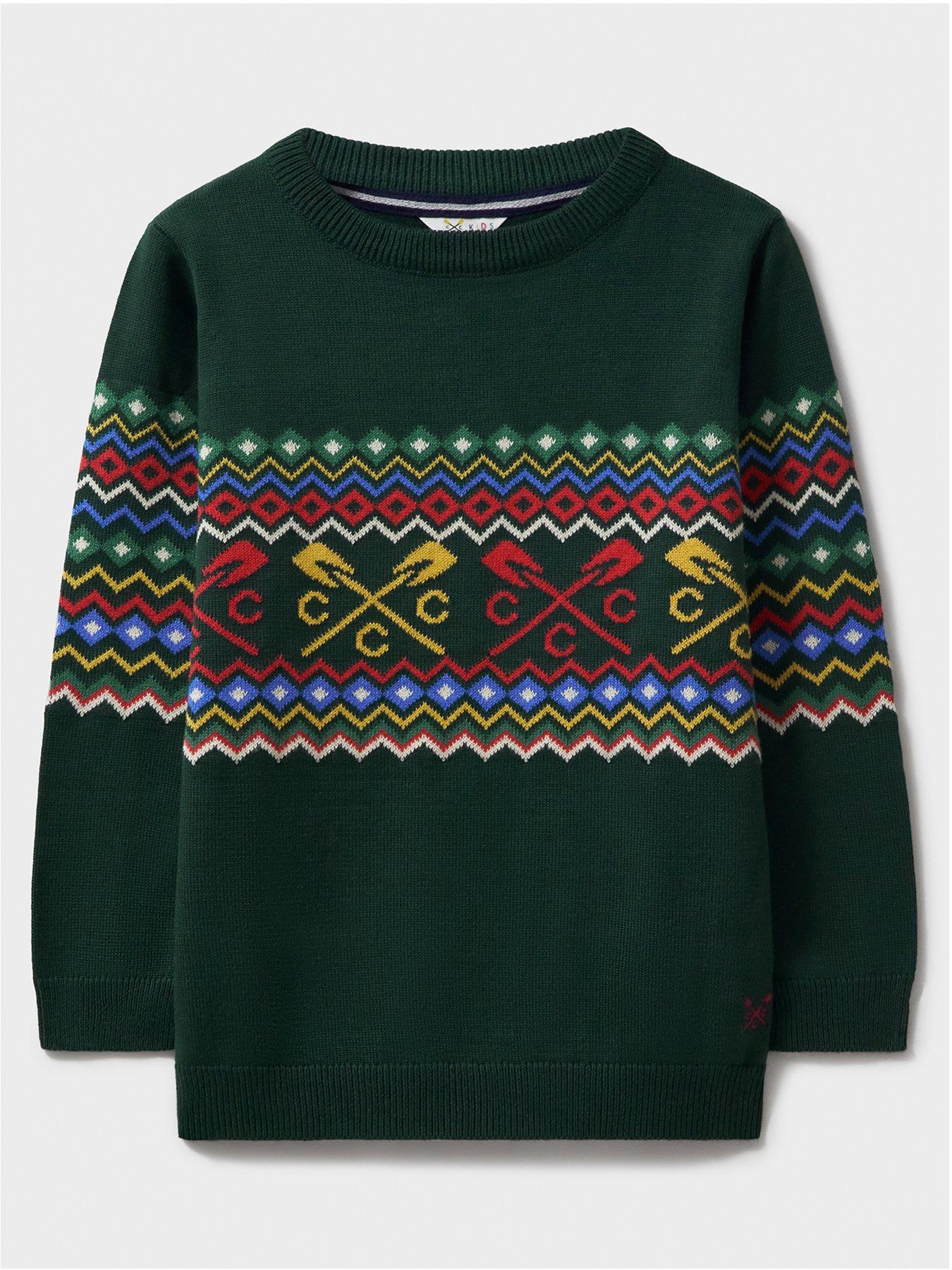 undefined Boys Crossed Oars Fairisle Jumper - Green