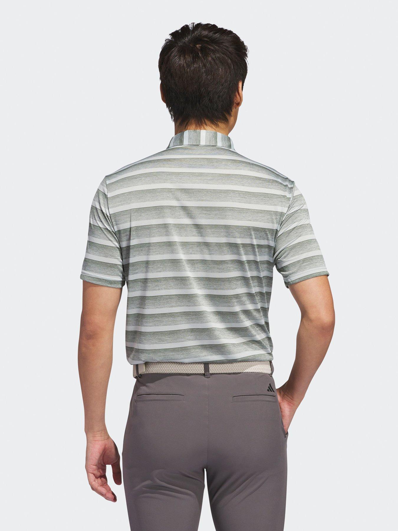  image of adidas-mens-golf-two-colour-stripe-polo-green