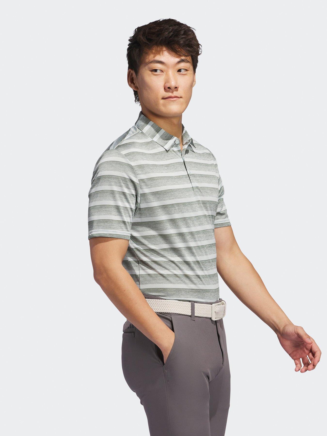  image of adidas-mens-golf-two-colour-stripe-polo-green
