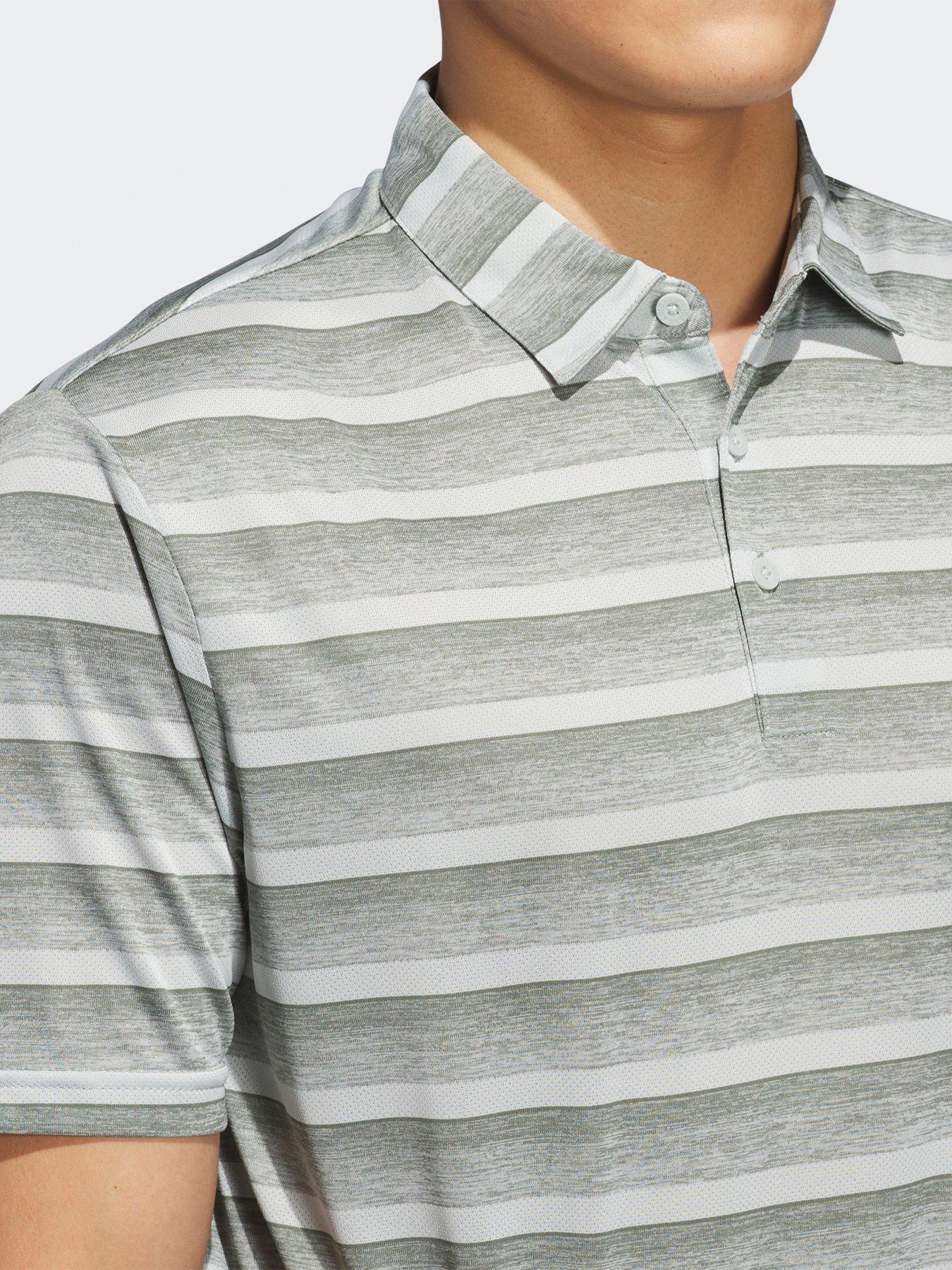  image of adidas-mens-golf-two-colour-stripe-polo-green