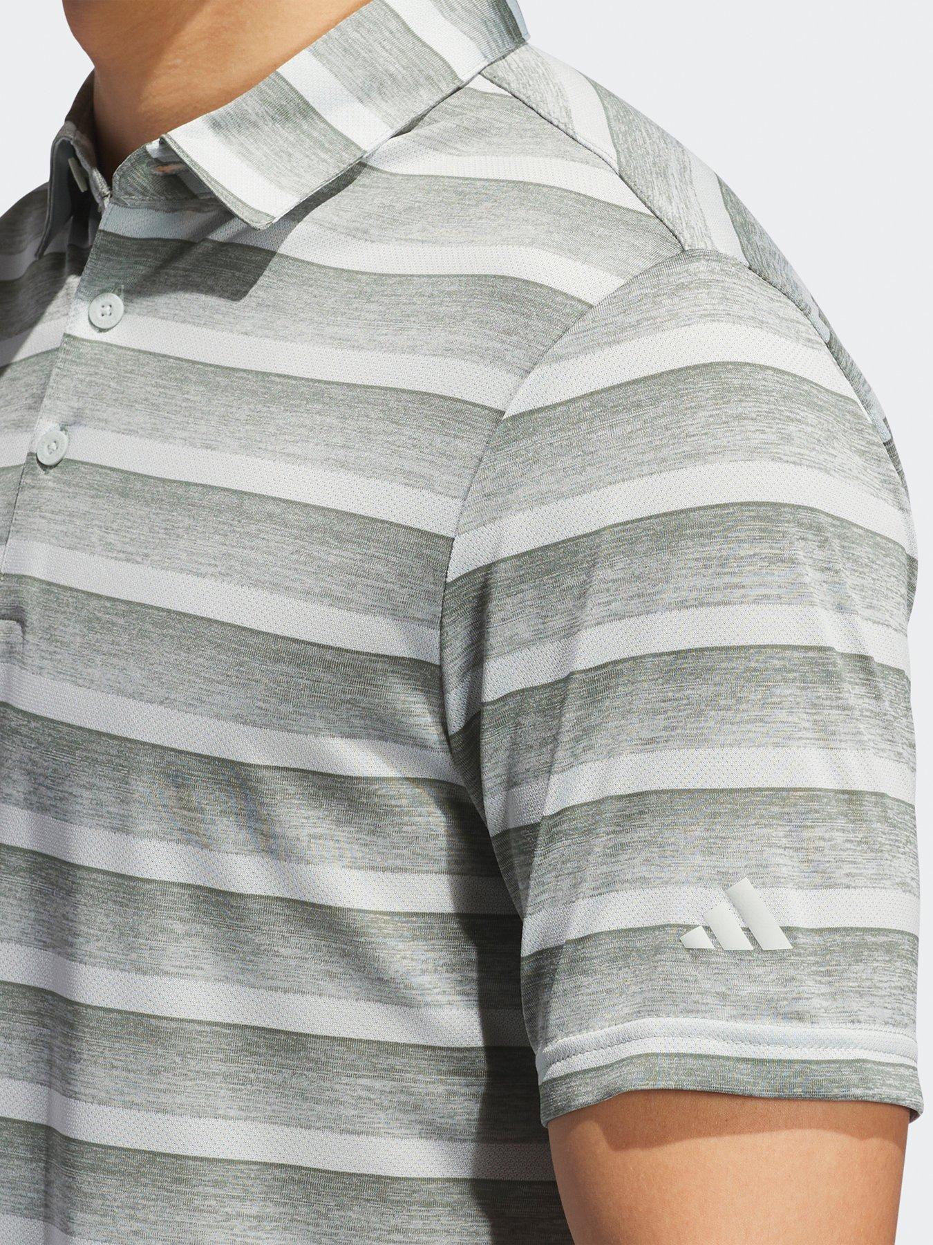  image of adidas-mens-golf-two-colour-stripe-polo-green