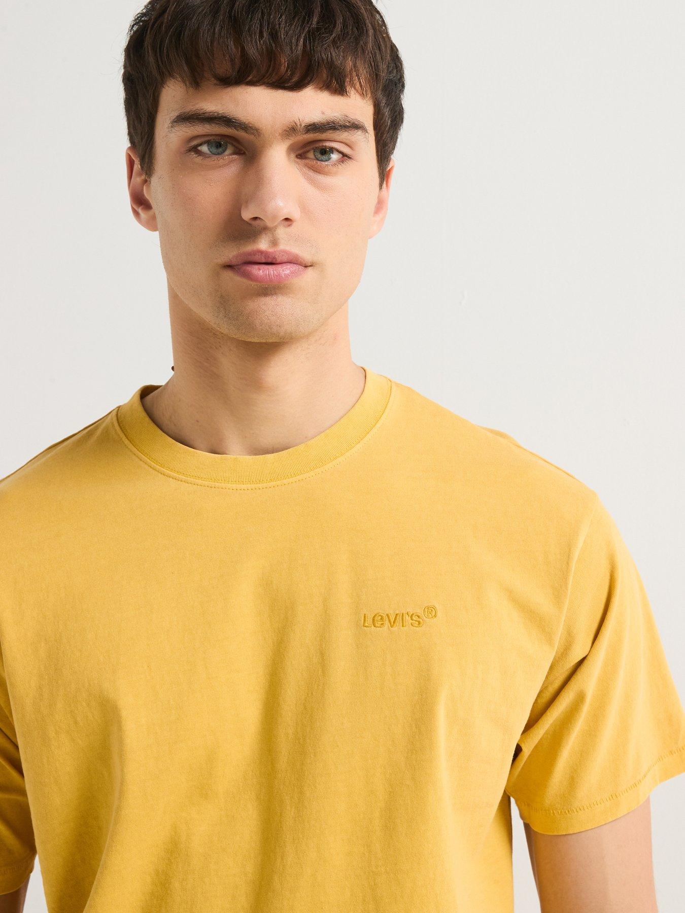  image of levis-tonal-logo-red-tab-vintage-t-shirt--yellow