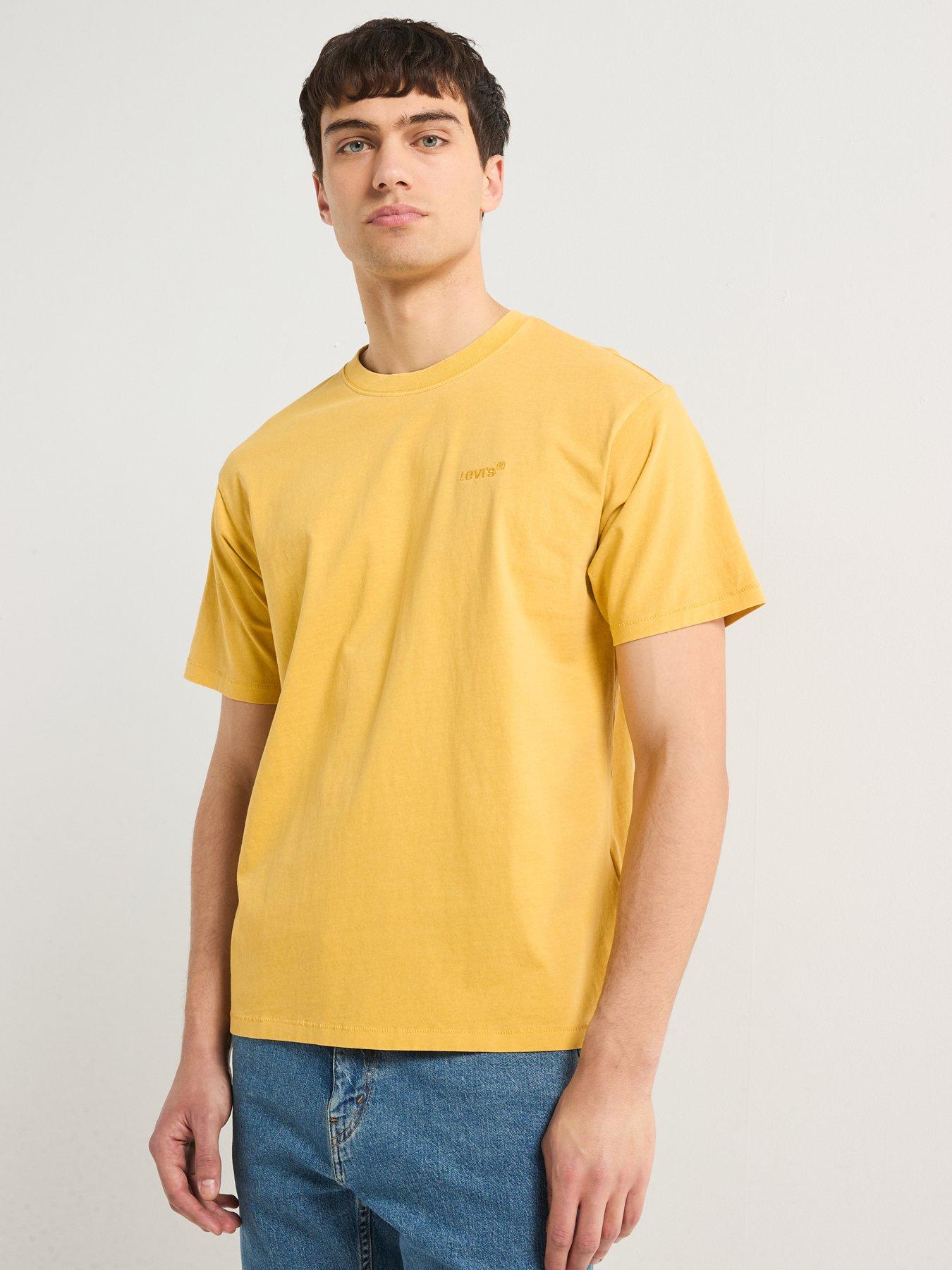  image of levis-tonal-logo-red-tab-vintage-t-shirt--yellow
