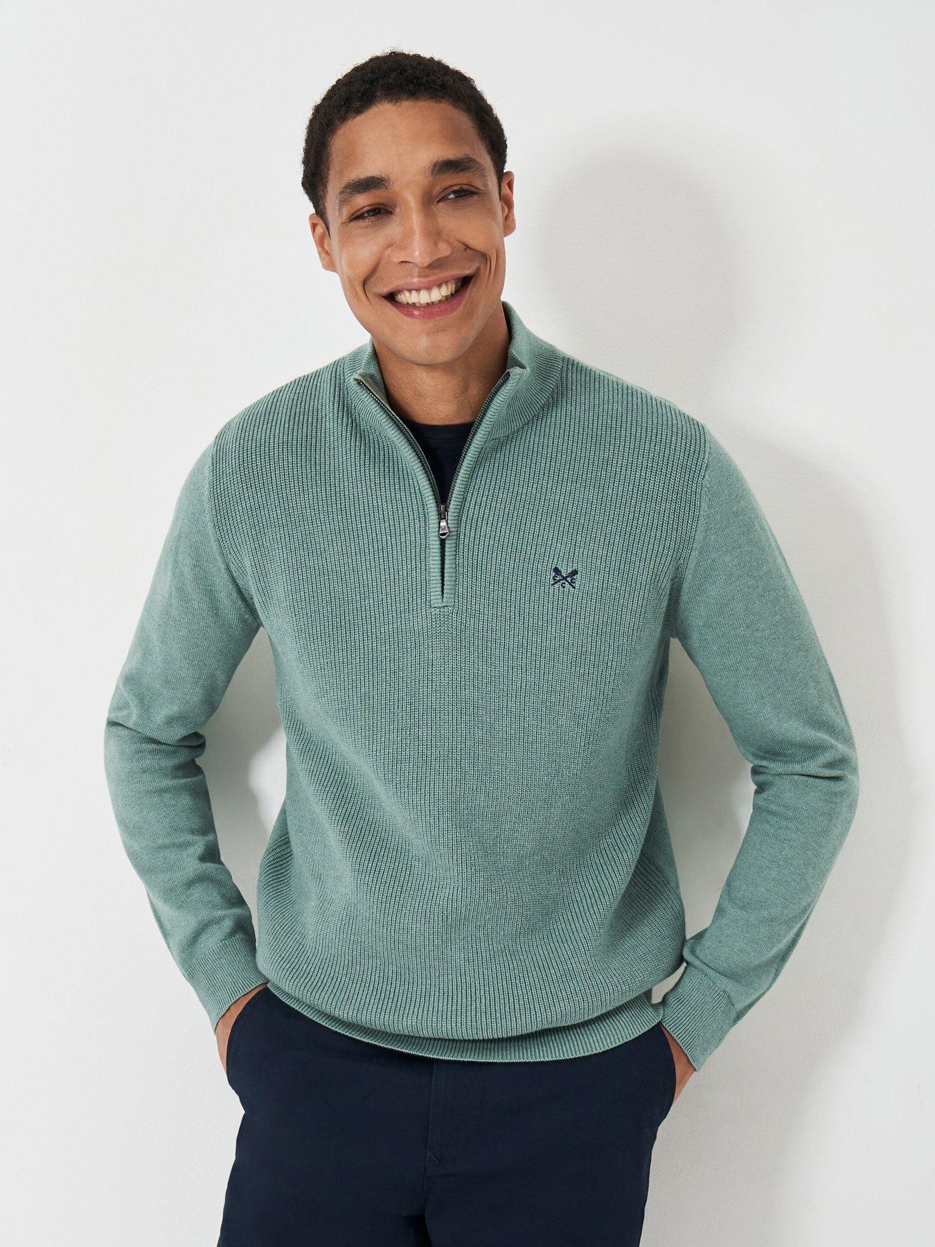 undefined Brioche Rib 1/2 Zip Knitted Jumper -Green