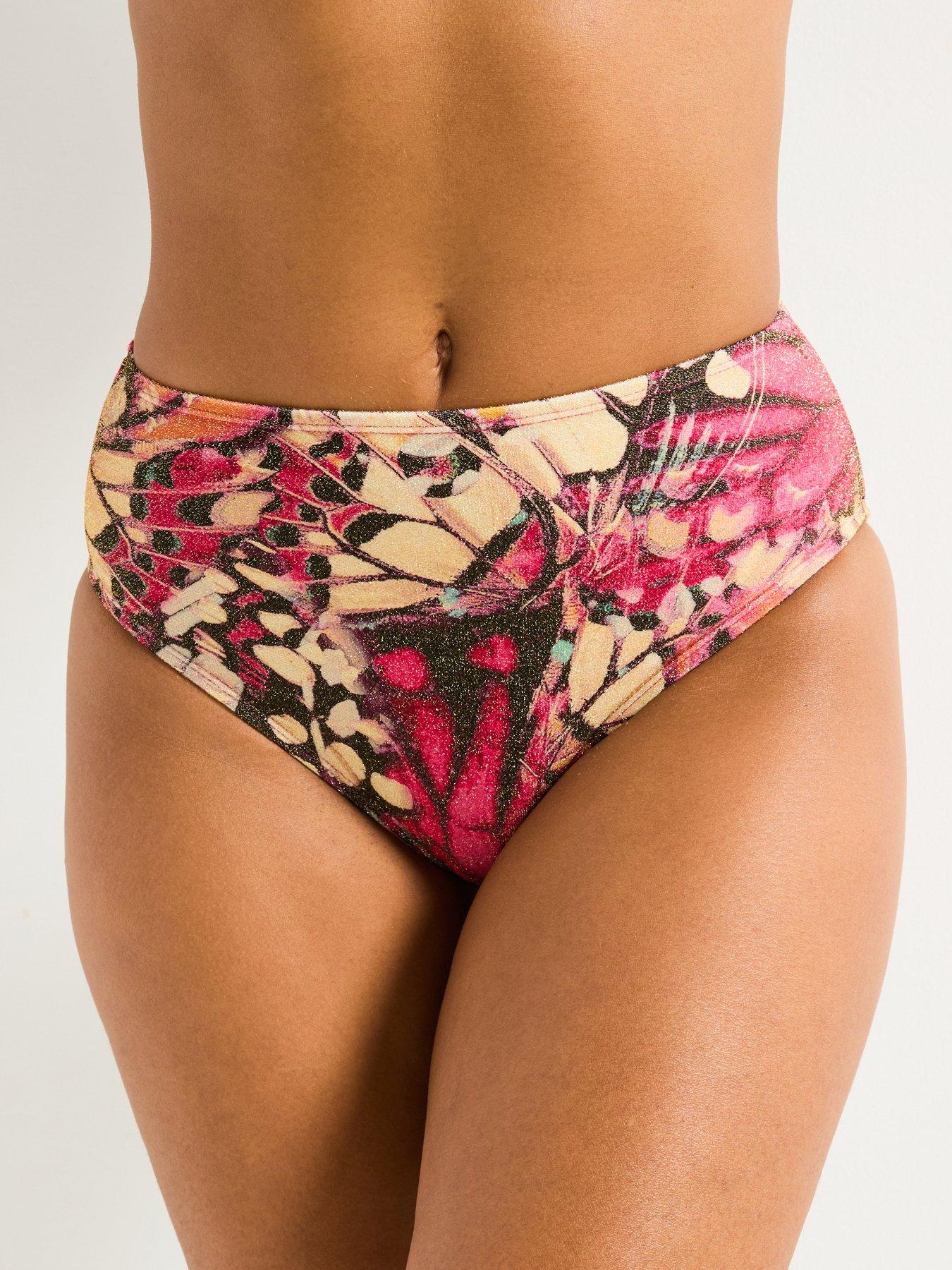 undefined Shape Enhancing Printed Metallic High Waisted Brief - Multi