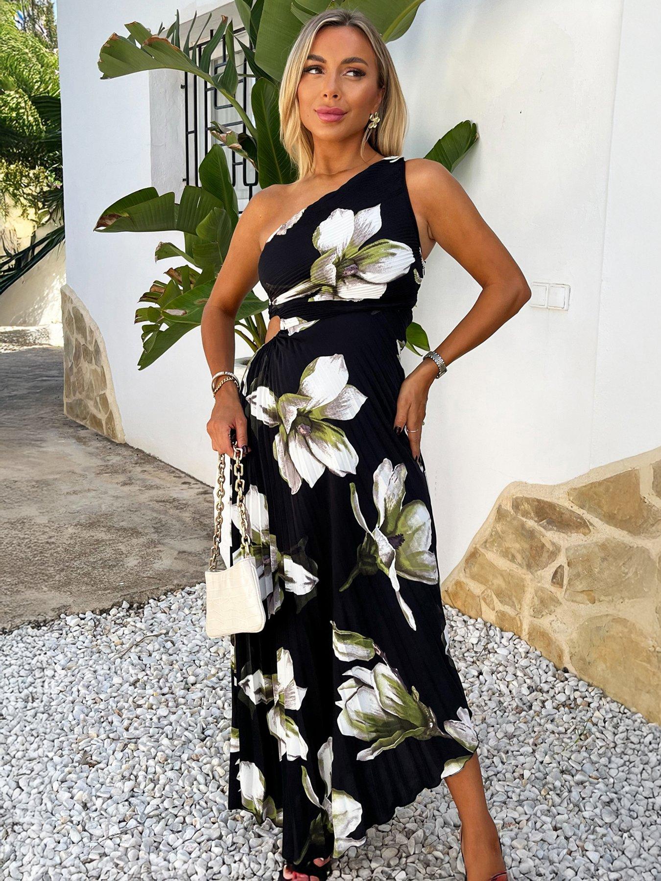 ax-paris-one-shoulder-cut-out-pleated-midi-dress-black-floral