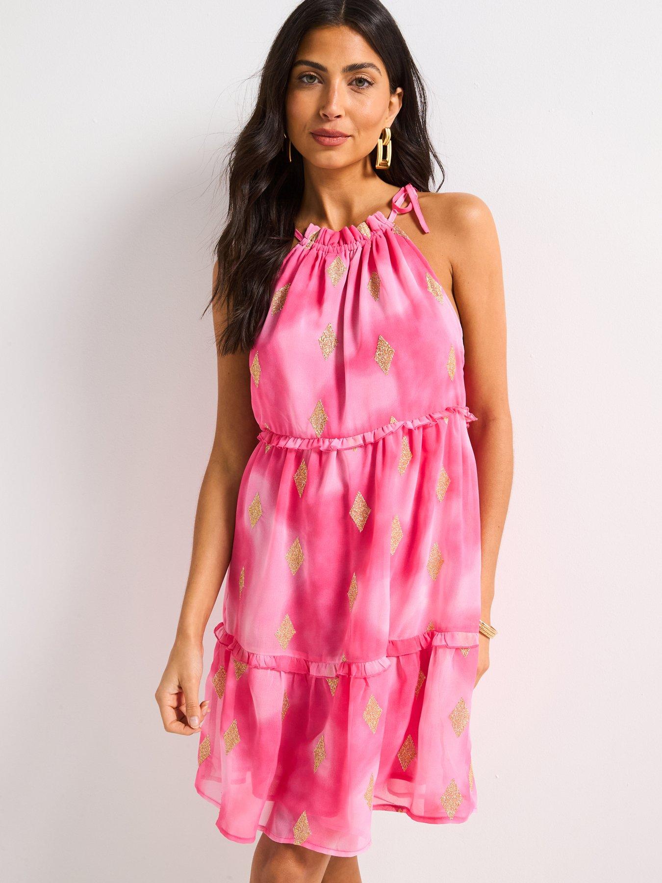 v-by-very-lurex-tiered-mini-dress-pink