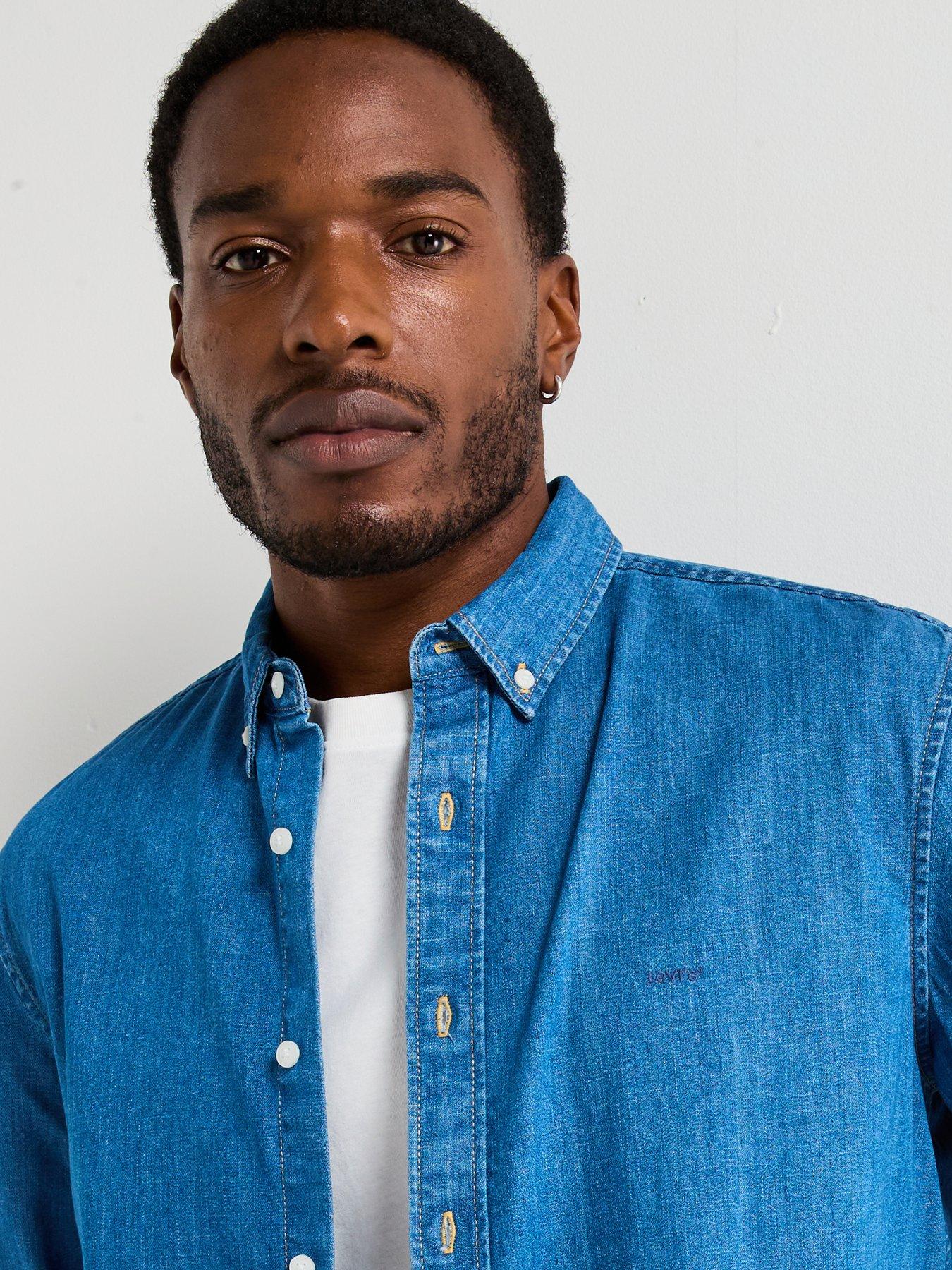  image of levis-authentic-button-down-denim-shirt--medium-indigo