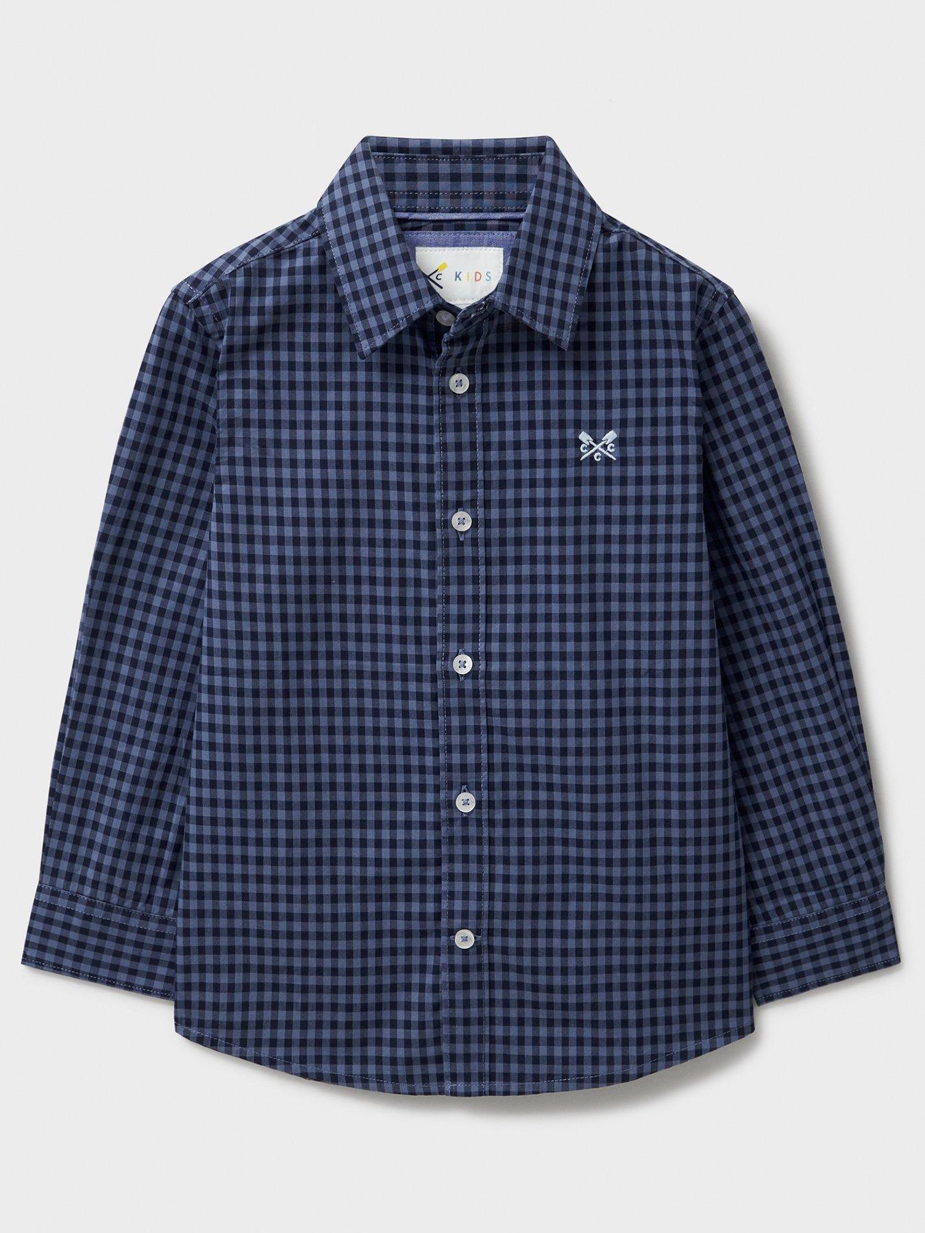 undefined Boys Long Sleeve Gingham Shirt - Blue