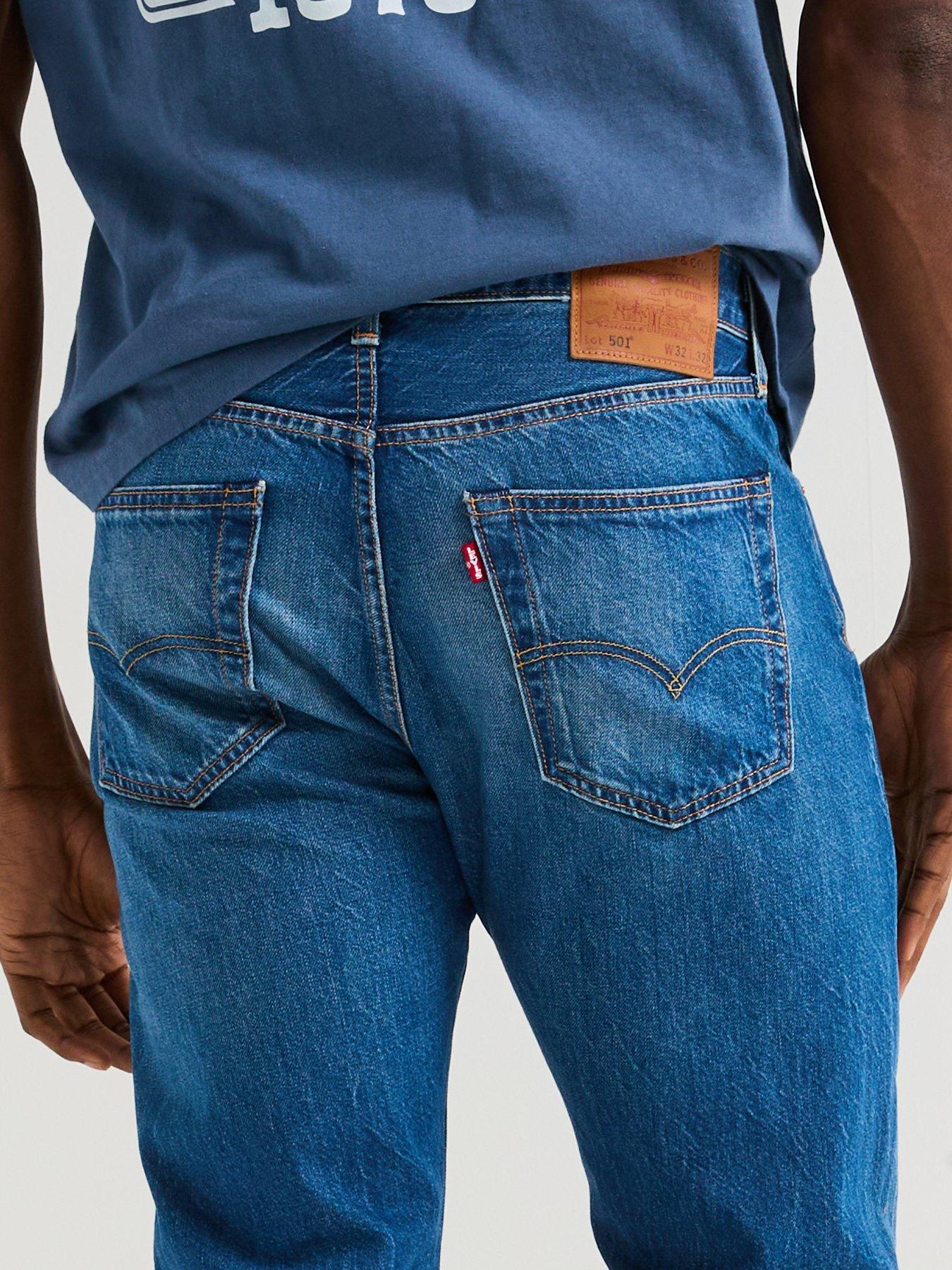 Levi's 501 Original Straight Fit Jeans - Window Pane Lightweight - Dark ...