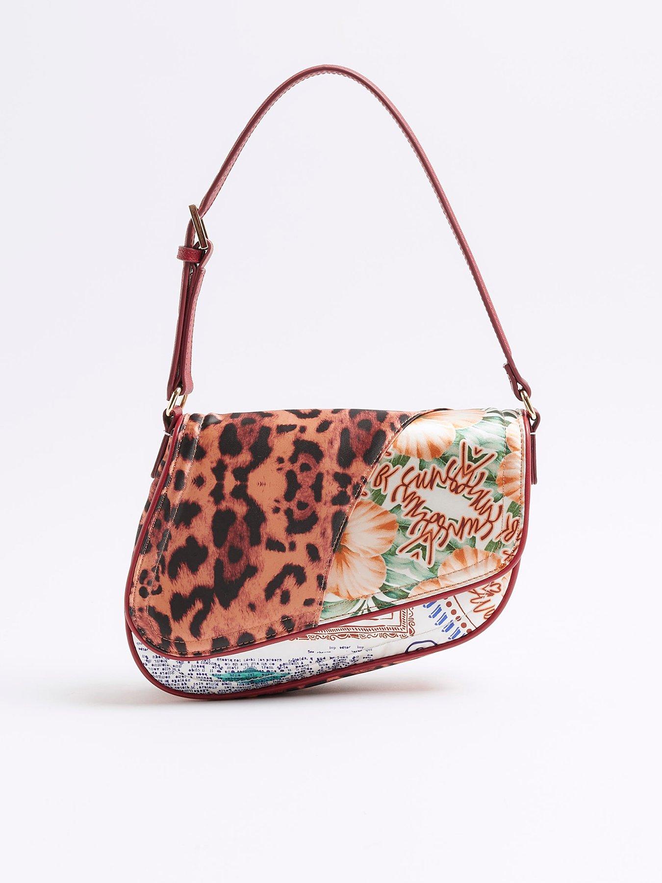undefined Mixed Print Saddle Bag - Cream