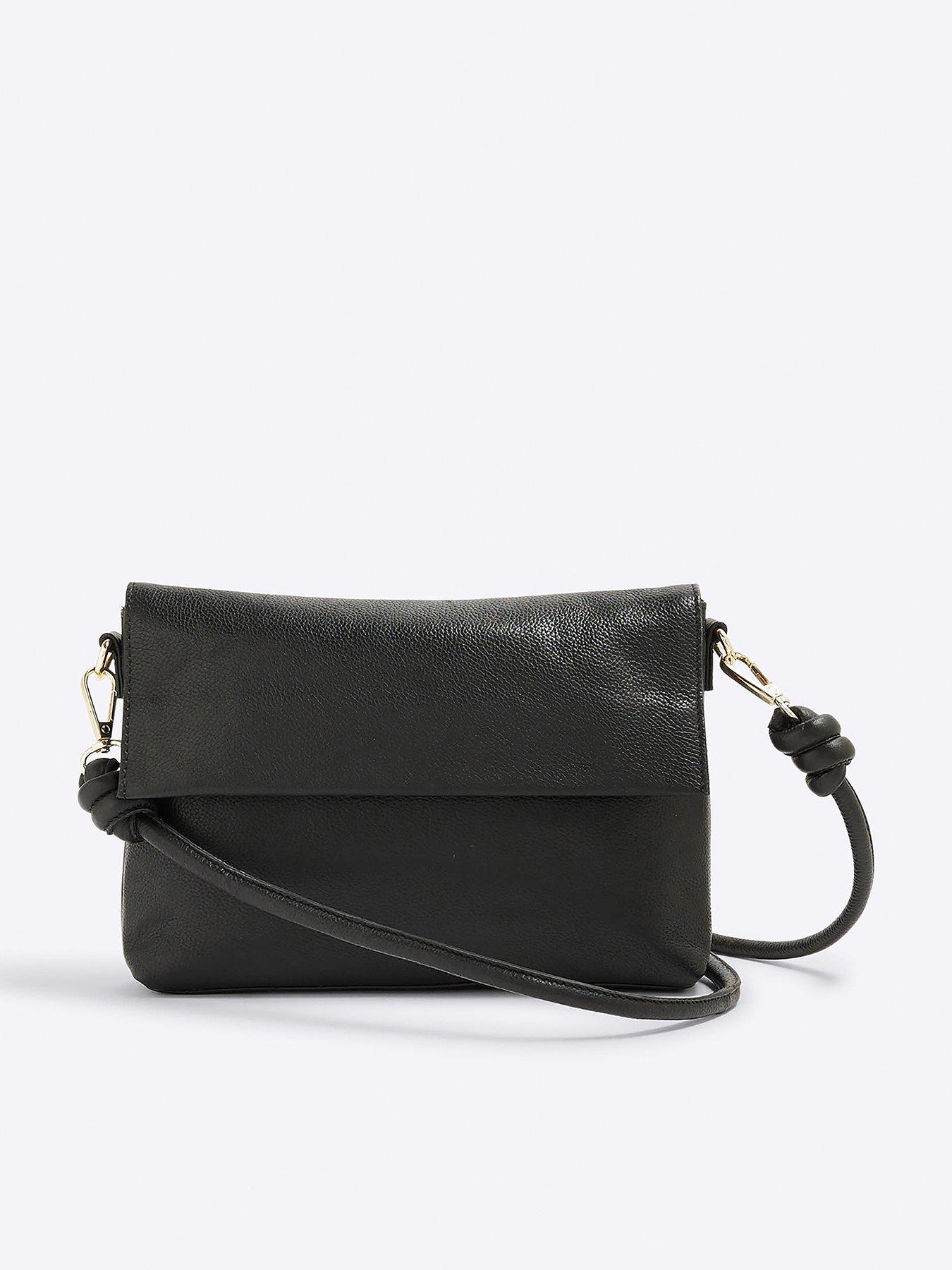 undefined Leather Knot Strap Crossbody - Black