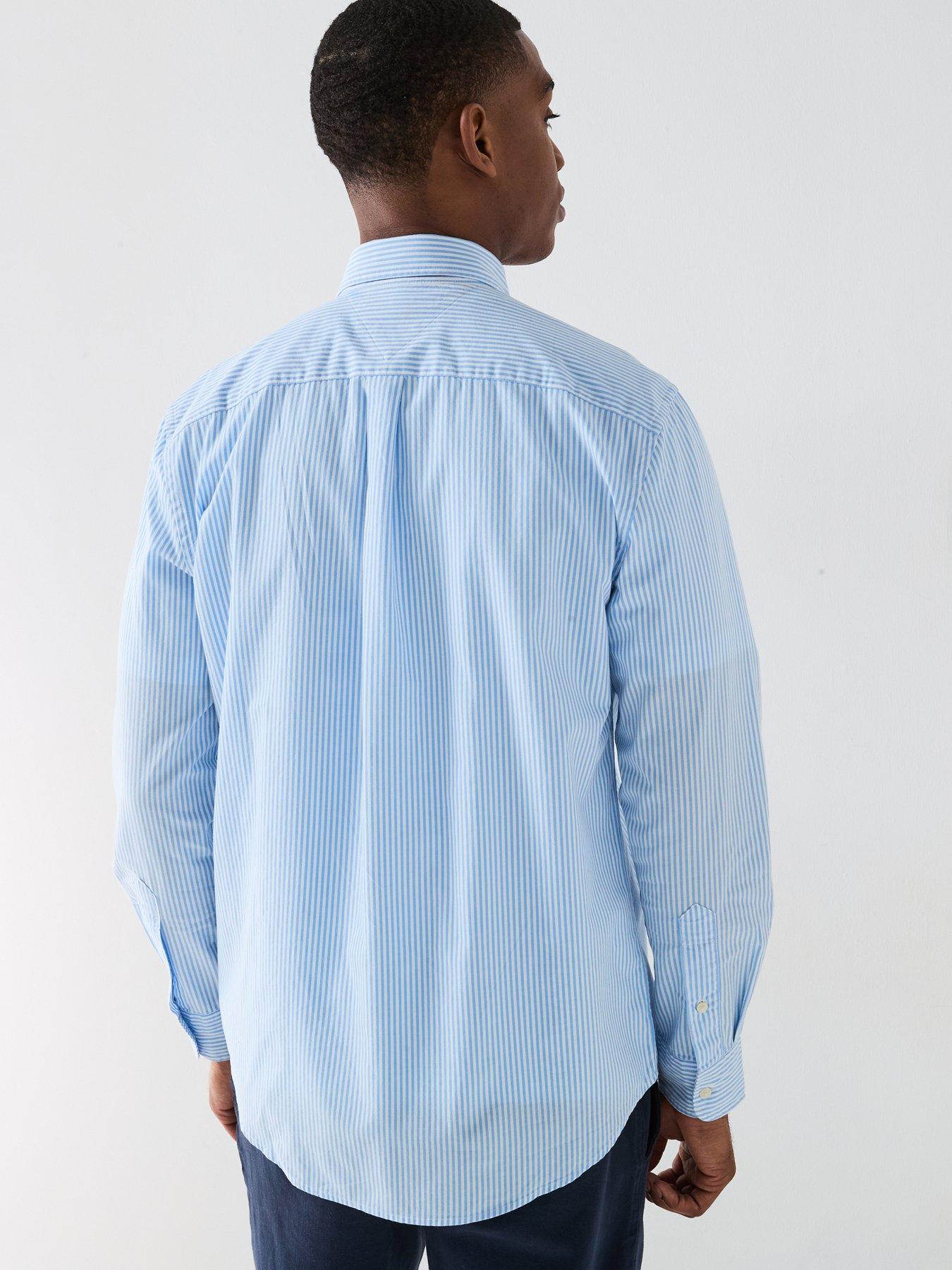 image of tommy-hilfiger-regular-fit-flex-poplin-classic-stripe-long-sleeve-shirt-light-blue