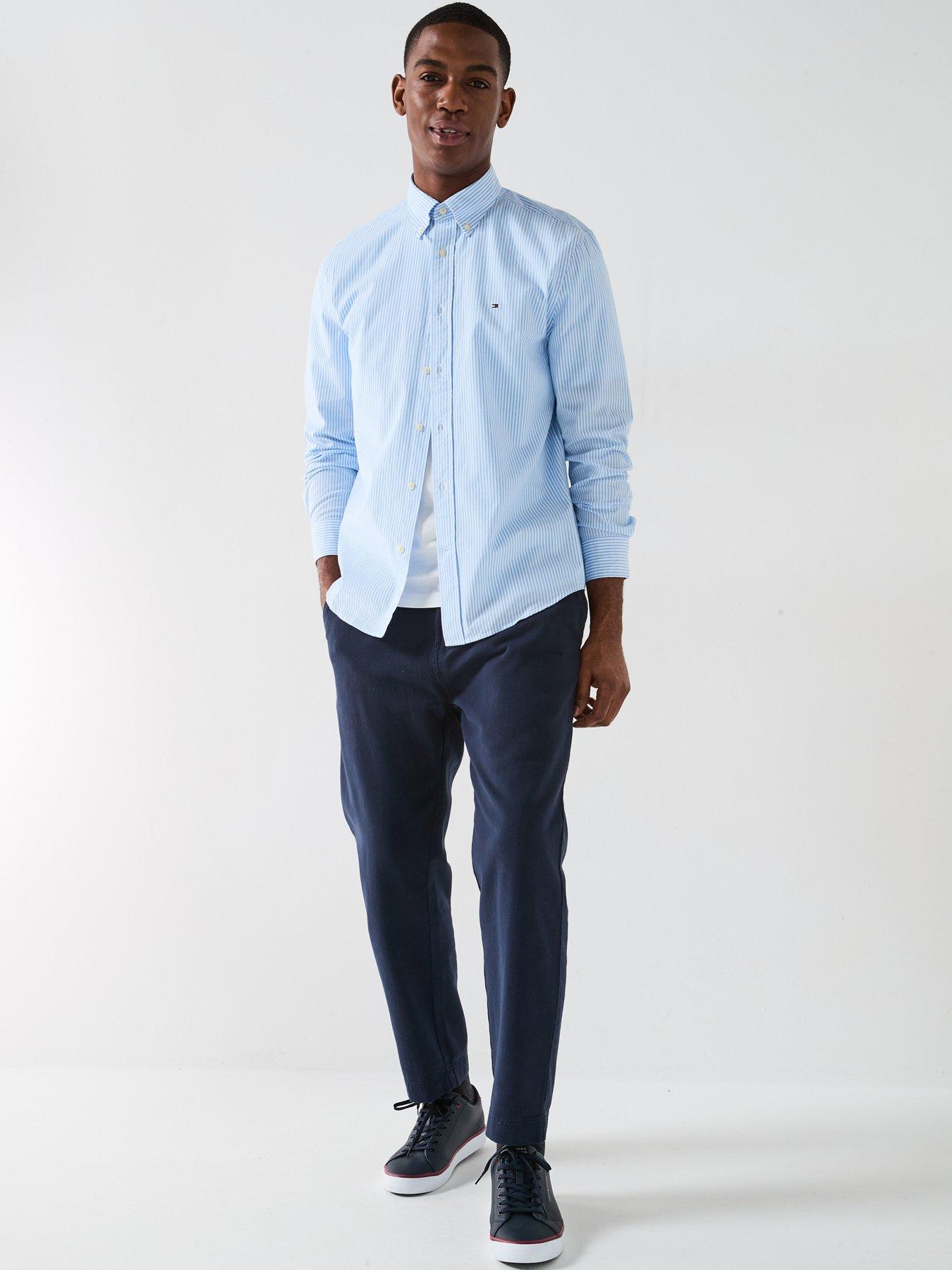 image of tommy-hilfiger-regular-fit-flex-poplin-classic-stripe-long-sleeve-shirt-light-blue