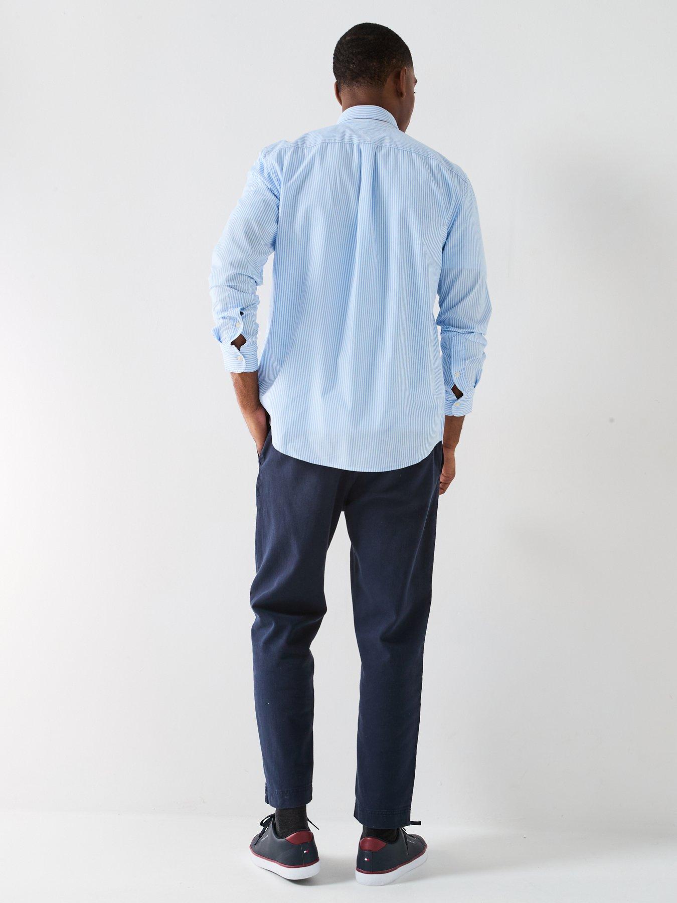  image of tommy-hilfiger-regular-fit-flex-poplin-classic-stripe-long-sleeve-shirt-light-blue