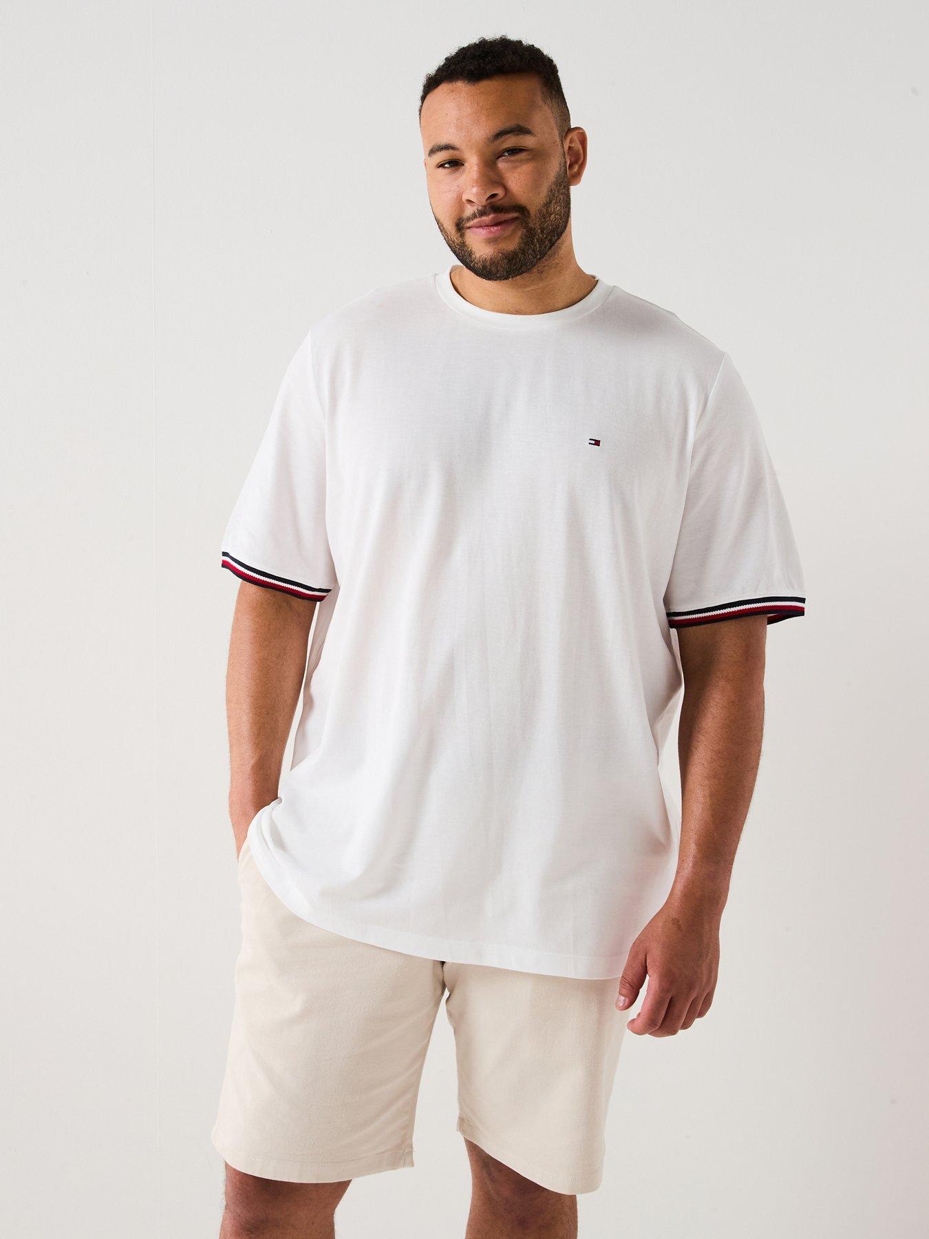 undefined Big & Tall Global Striped Cuff T-shirt - White