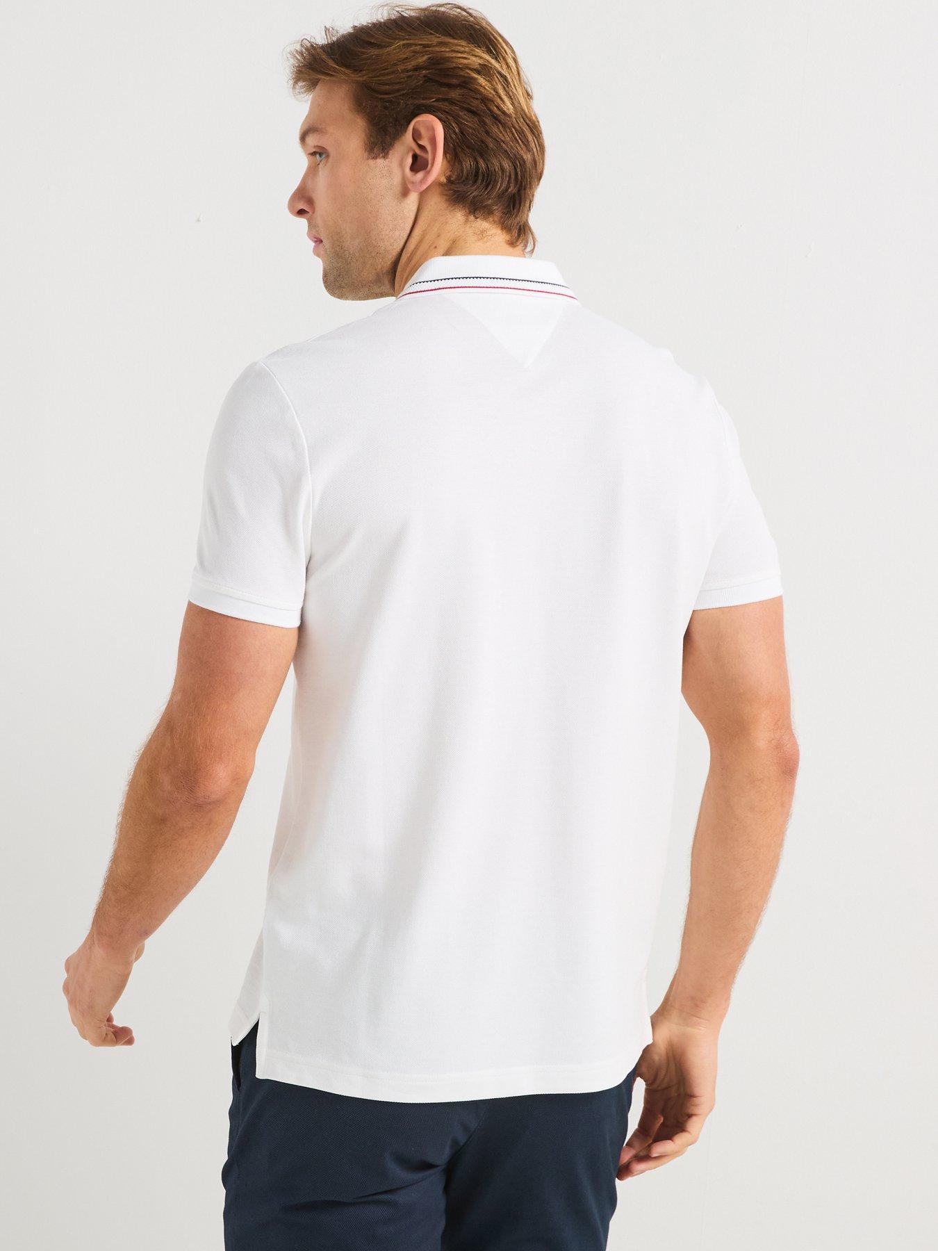  image of tommy-hilfiger-regular-fit-placket-interest-polo-shirt-white