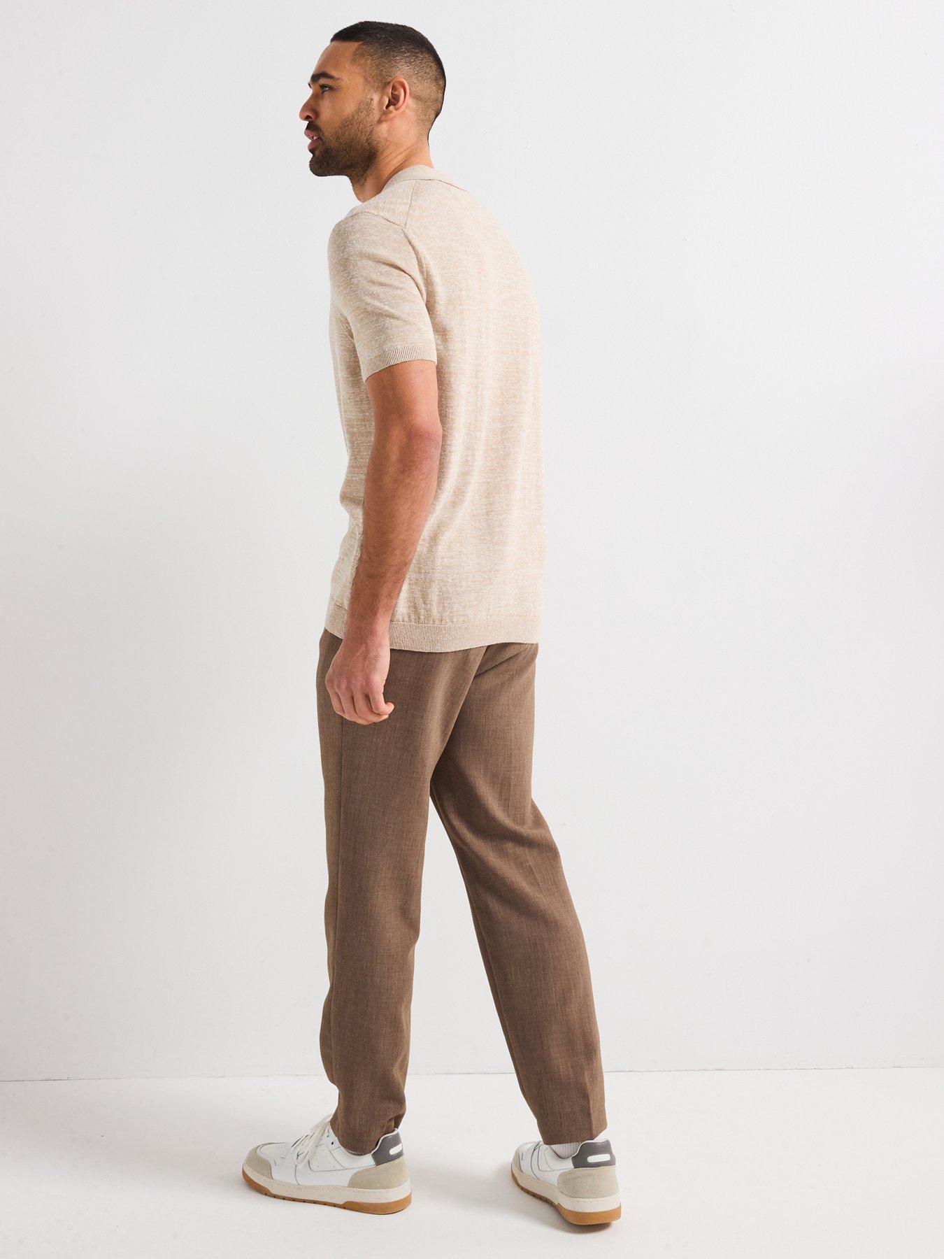  image of tommy-hilfiger-cotton-linen-open-collar-knitted-polo-shirt-natural