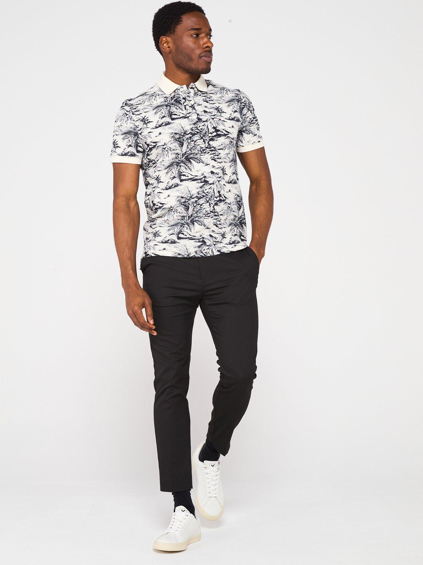  image of tommy-hilfiger-regular-fit-all-over-print-linen-polo-shirt-dark-multi