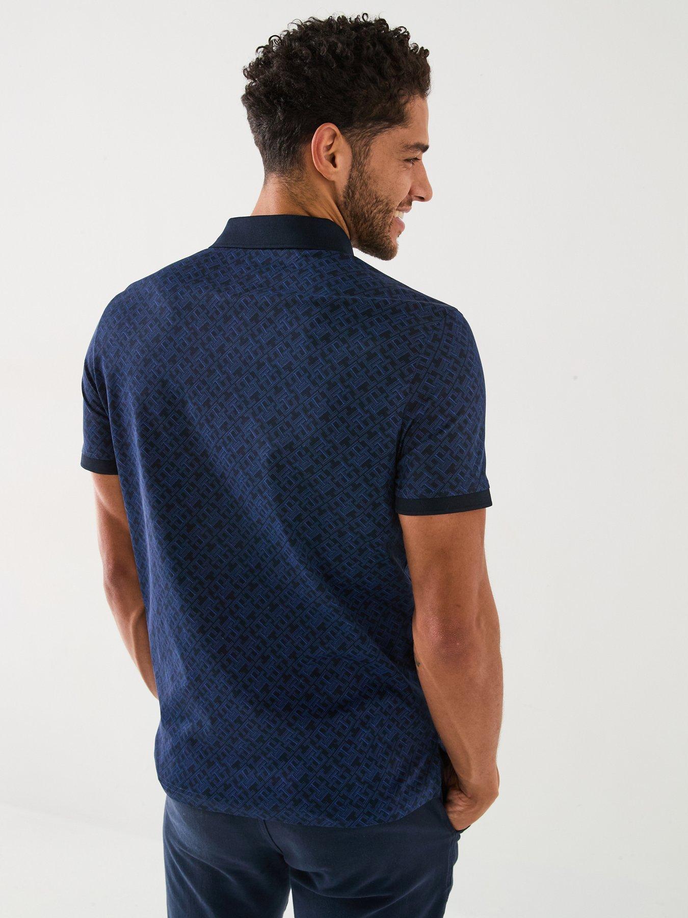  image of tommy-hilfiger-regular-fit-monogram-all-over-print-polo-shirt-navy