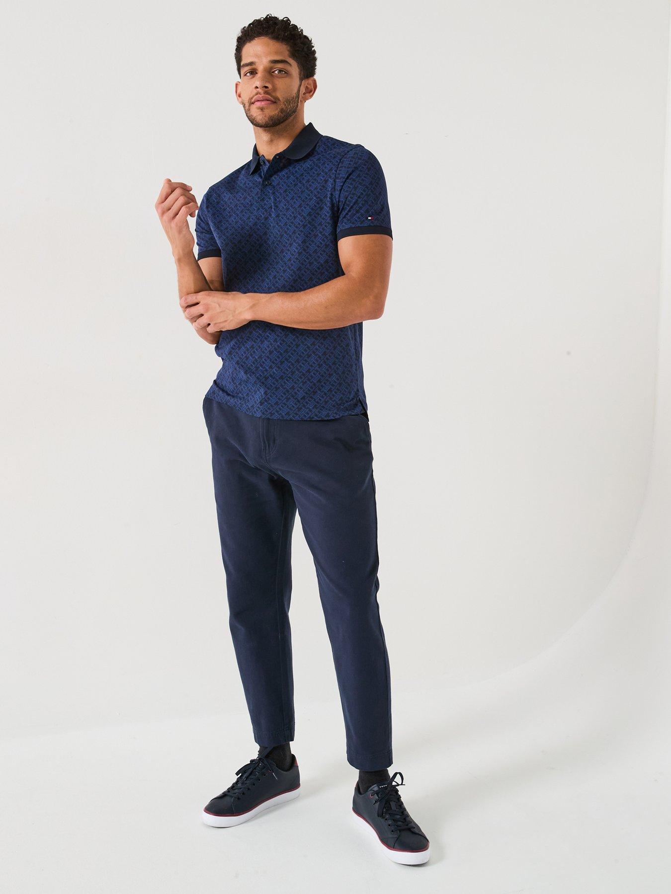 image of tommy-hilfiger-regular-fit-monogram-all-over-print-polo-shirt-navy