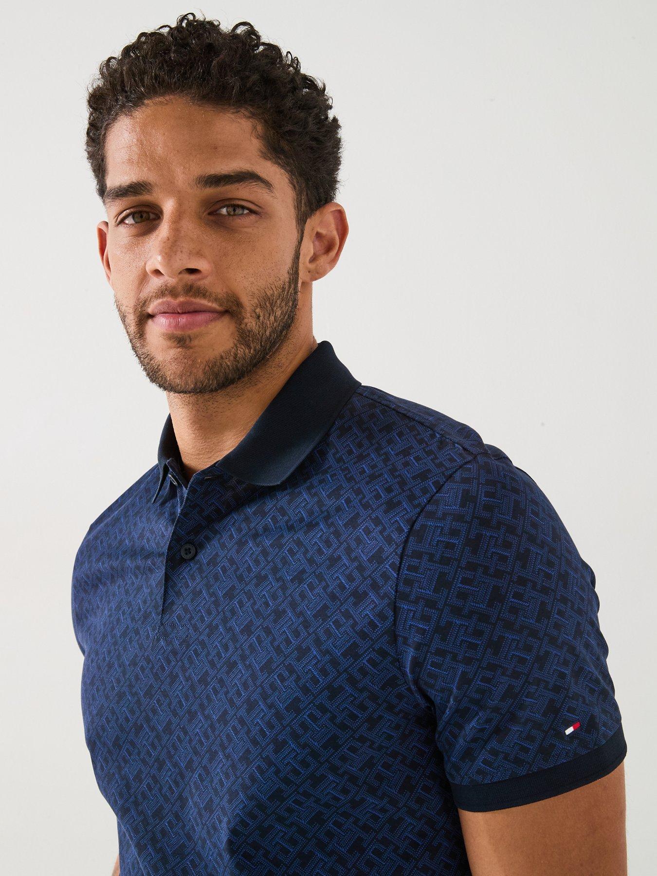  image of tommy-hilfiger-regular-fit-monogram-all-over-print-polo-shirt-navy
