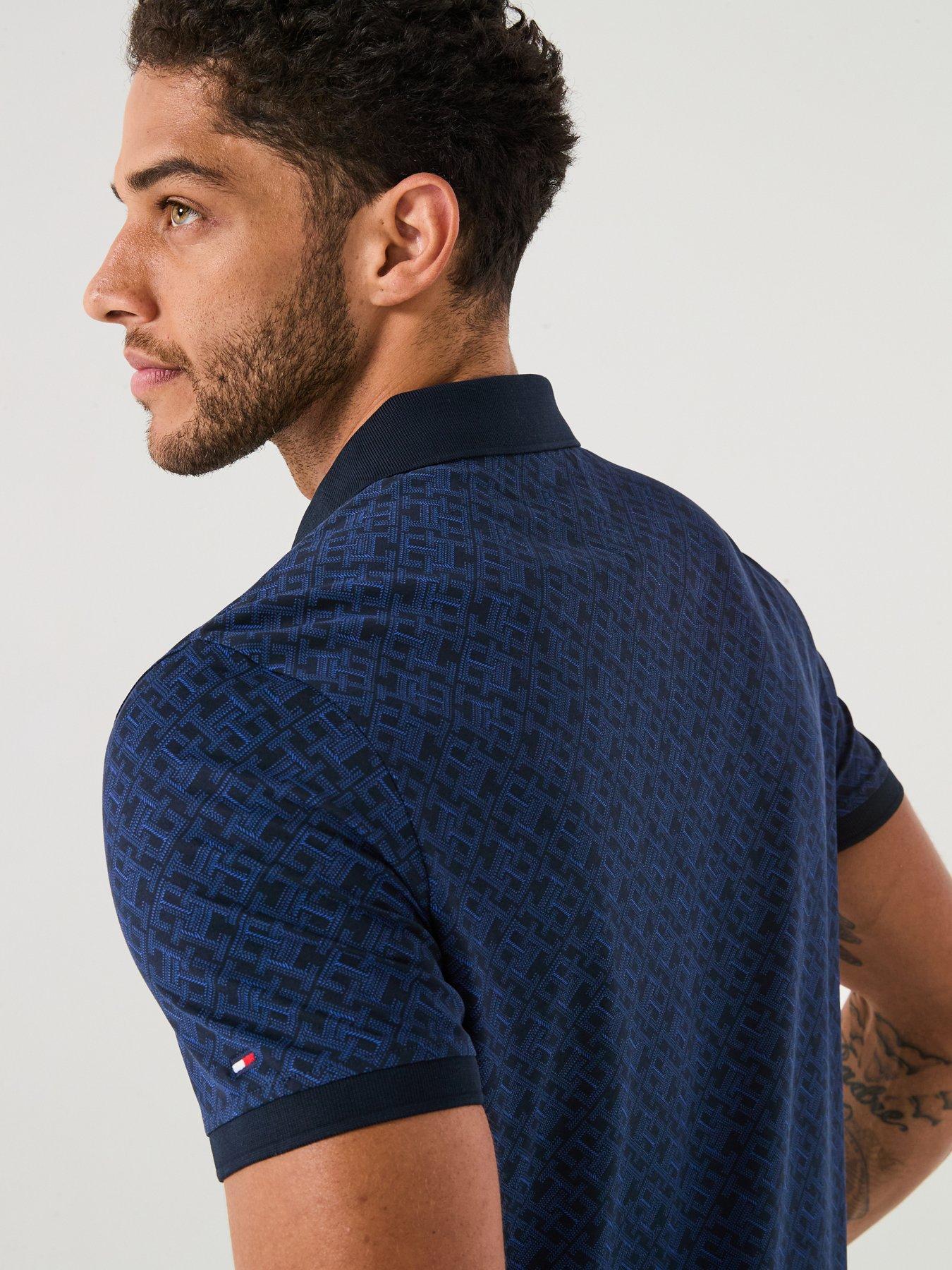  image of tommy-hilfiger-regular-fit-monogram-all-over-print-polo-shirt-navy