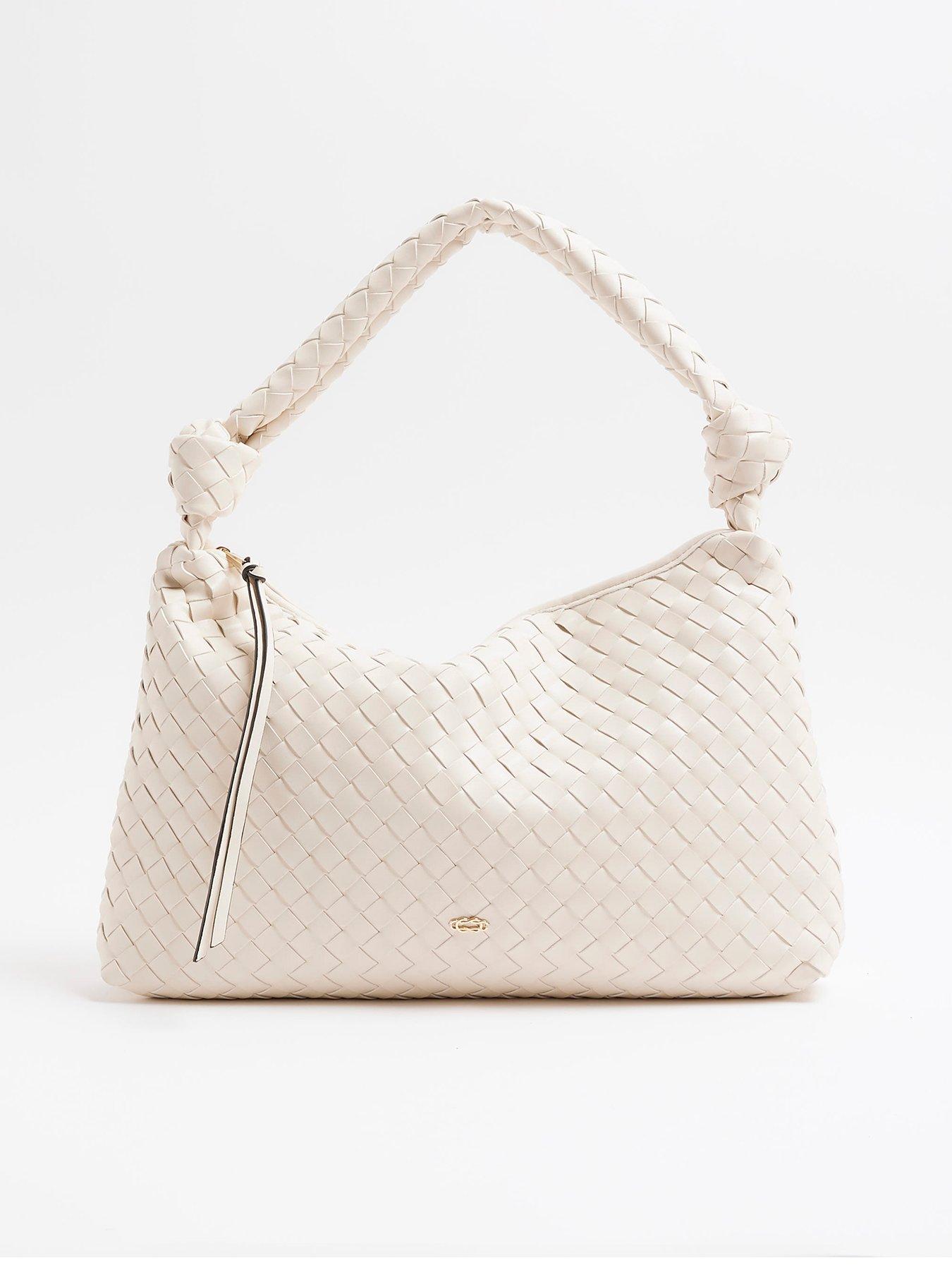 undefined Knot Handle Woven Slouch - Cream