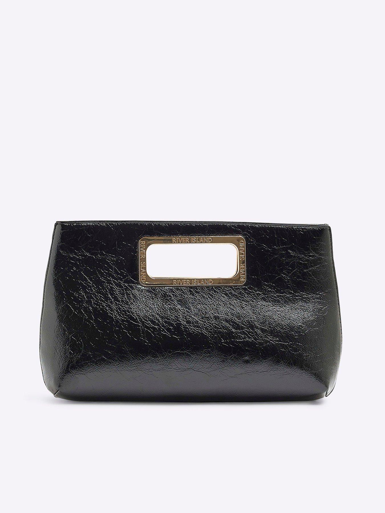 river-island-metal-handle-clutch-black