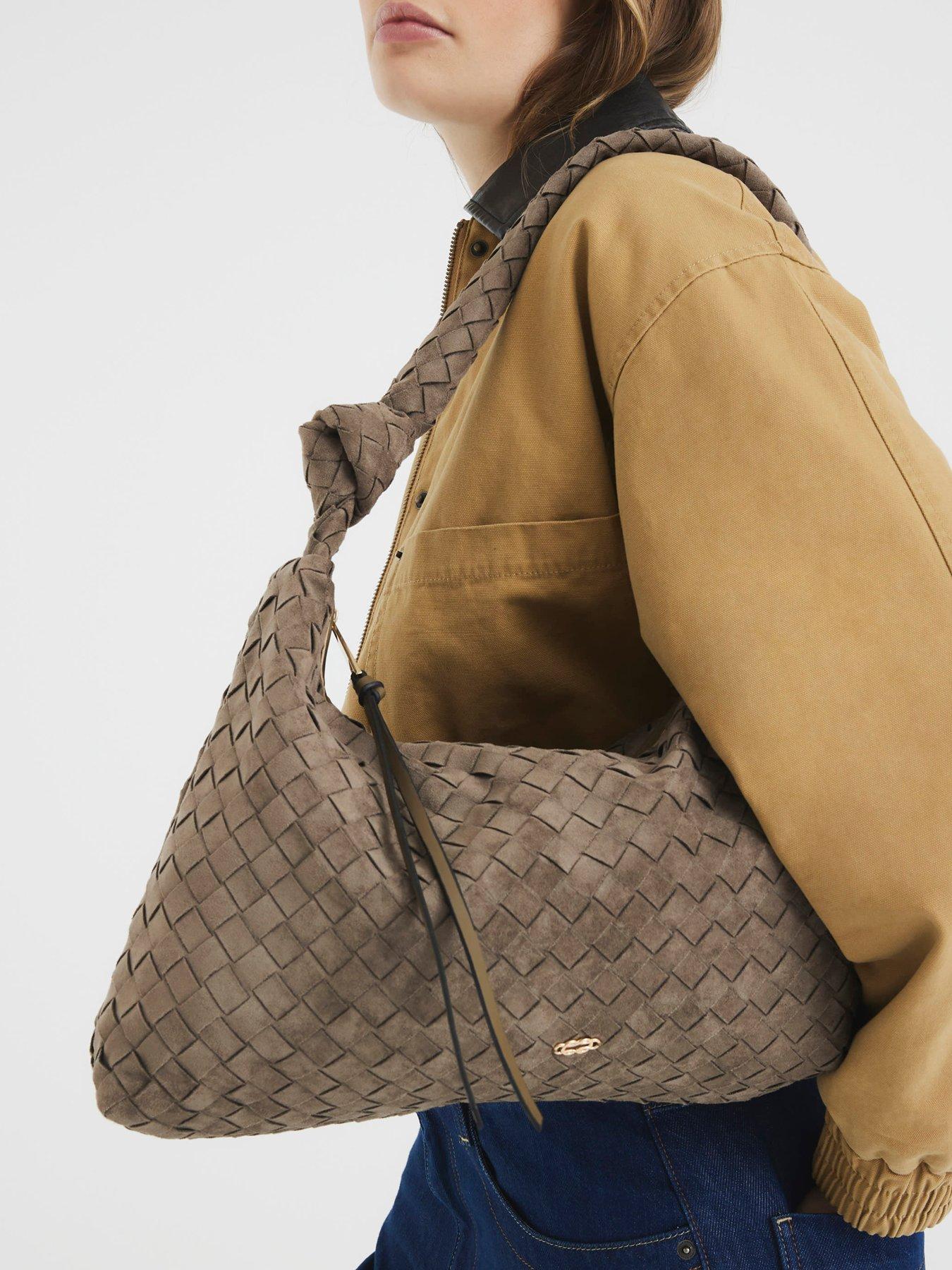  image of river-island-knot-handle-woven-slouch-dark-khaki