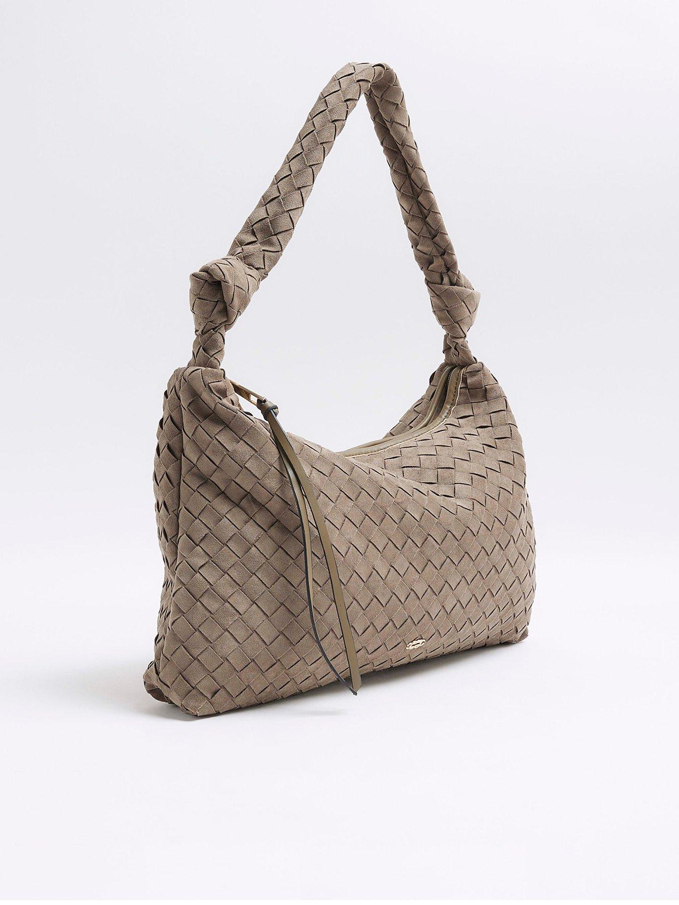  image of river-island-knot-handle-woven-slouch-dark-khaki