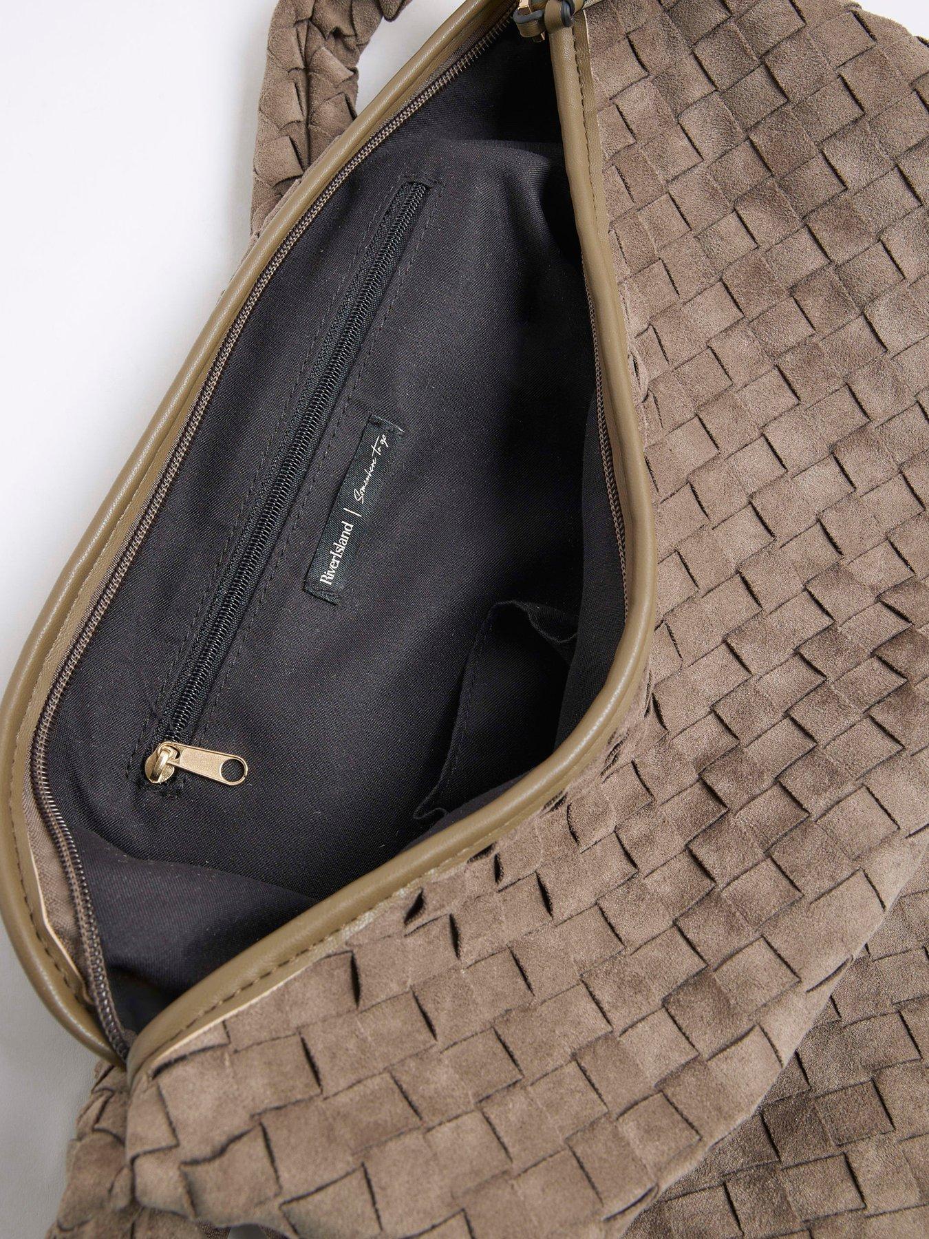  image of river-island-knot-handle-woven-slouch-dark-khaki