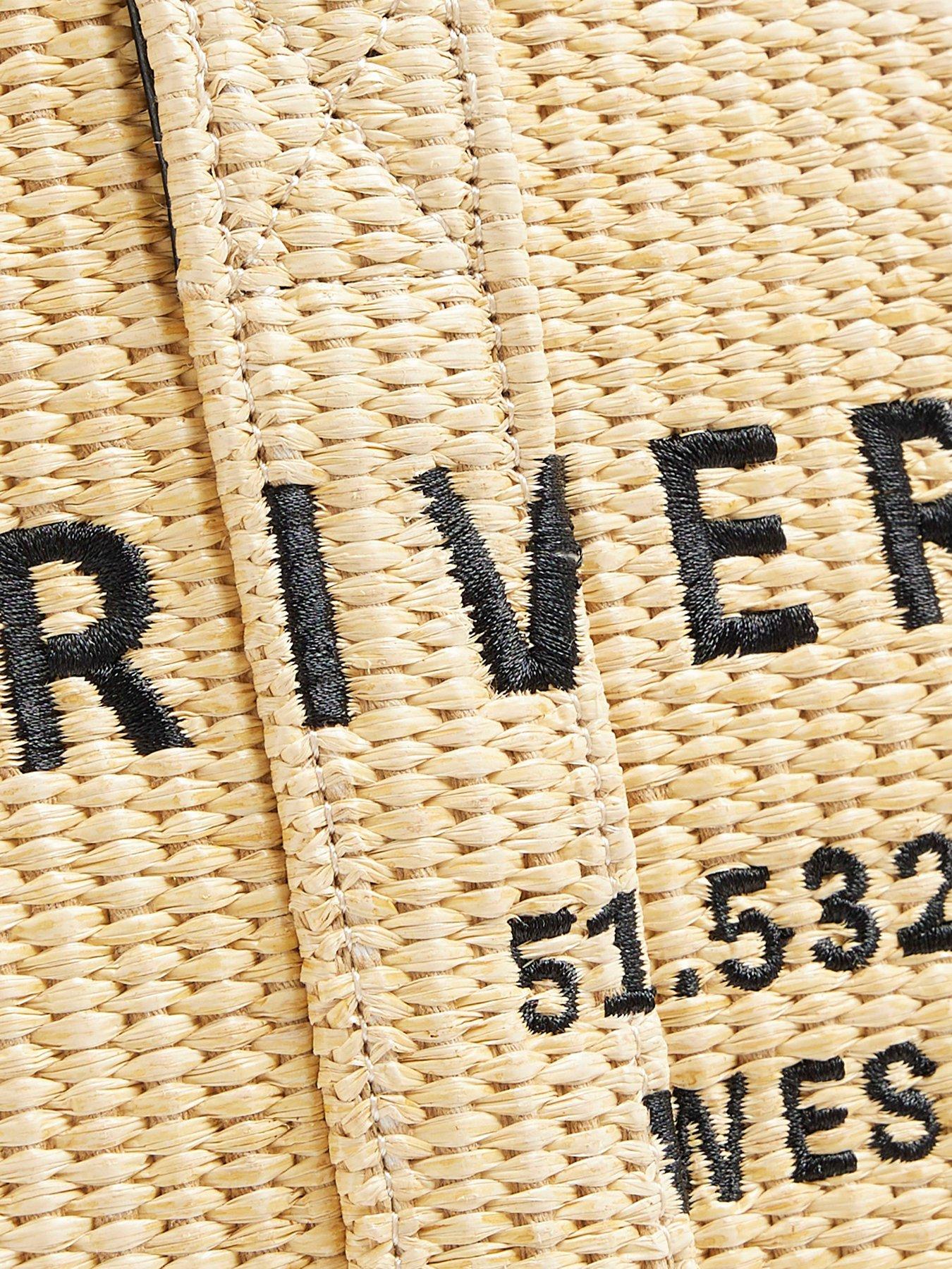  image of river-island-raffia-embellished-logo-shopper-beige