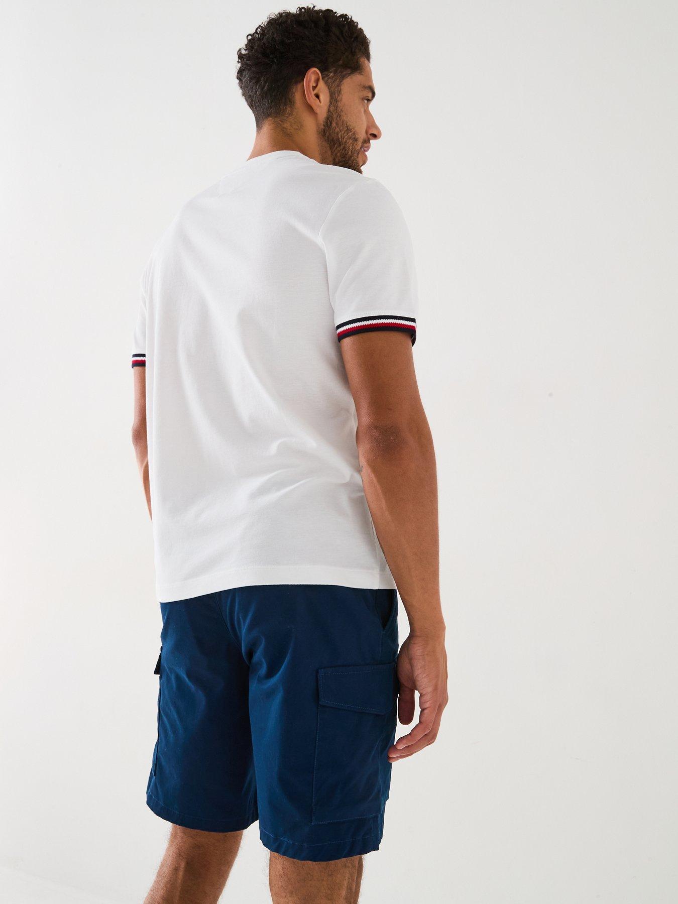  image of tommy-hilfiger-global-stripe-cuff-pique-t-shirt-white