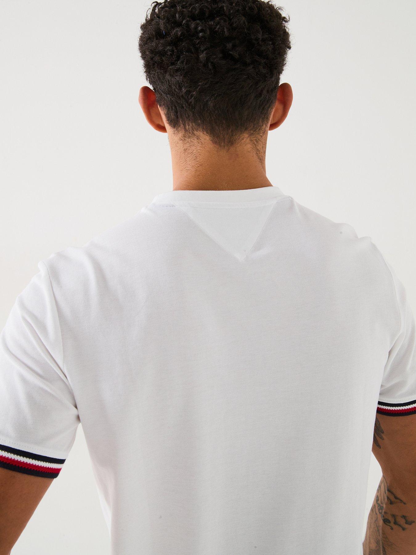  image of tommy-hilfiger-global-stripe-cuff-pique-t-shirt-white