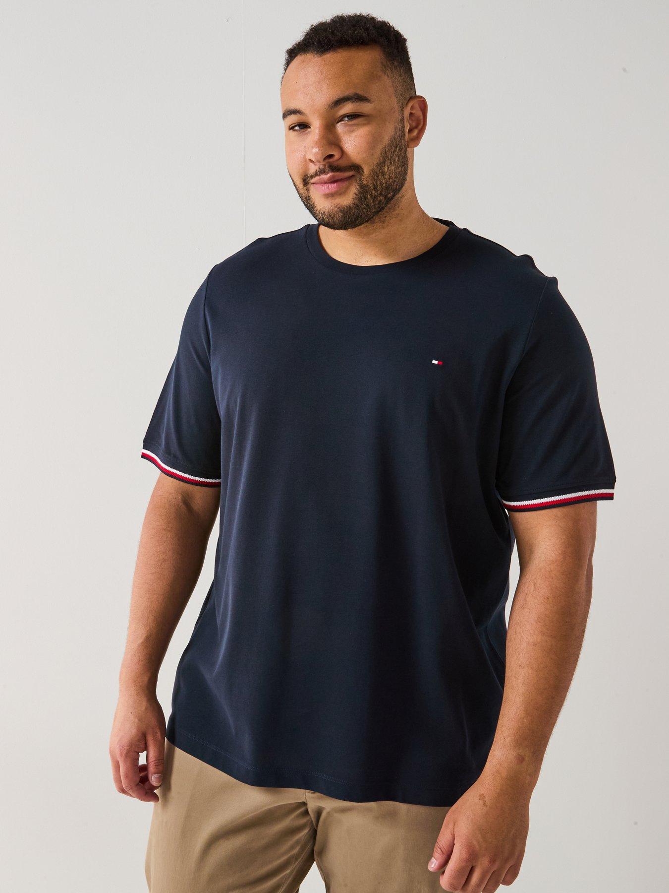 undefined Big & Tall Global Striped Cuff T-shirt - Navy