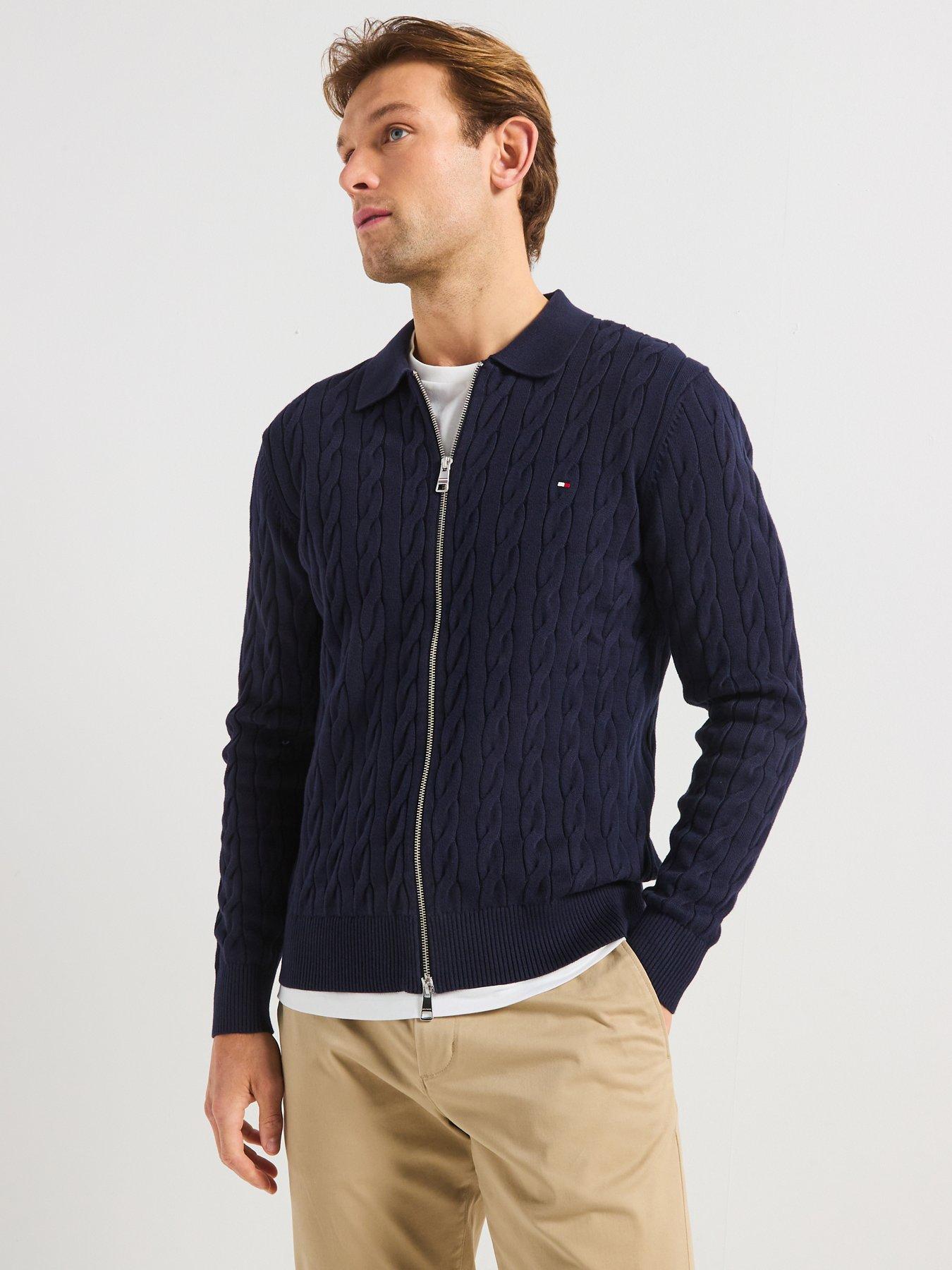 Tommy Hilfiger Classic Cable Zip Through Knitted Jumper - Navy
