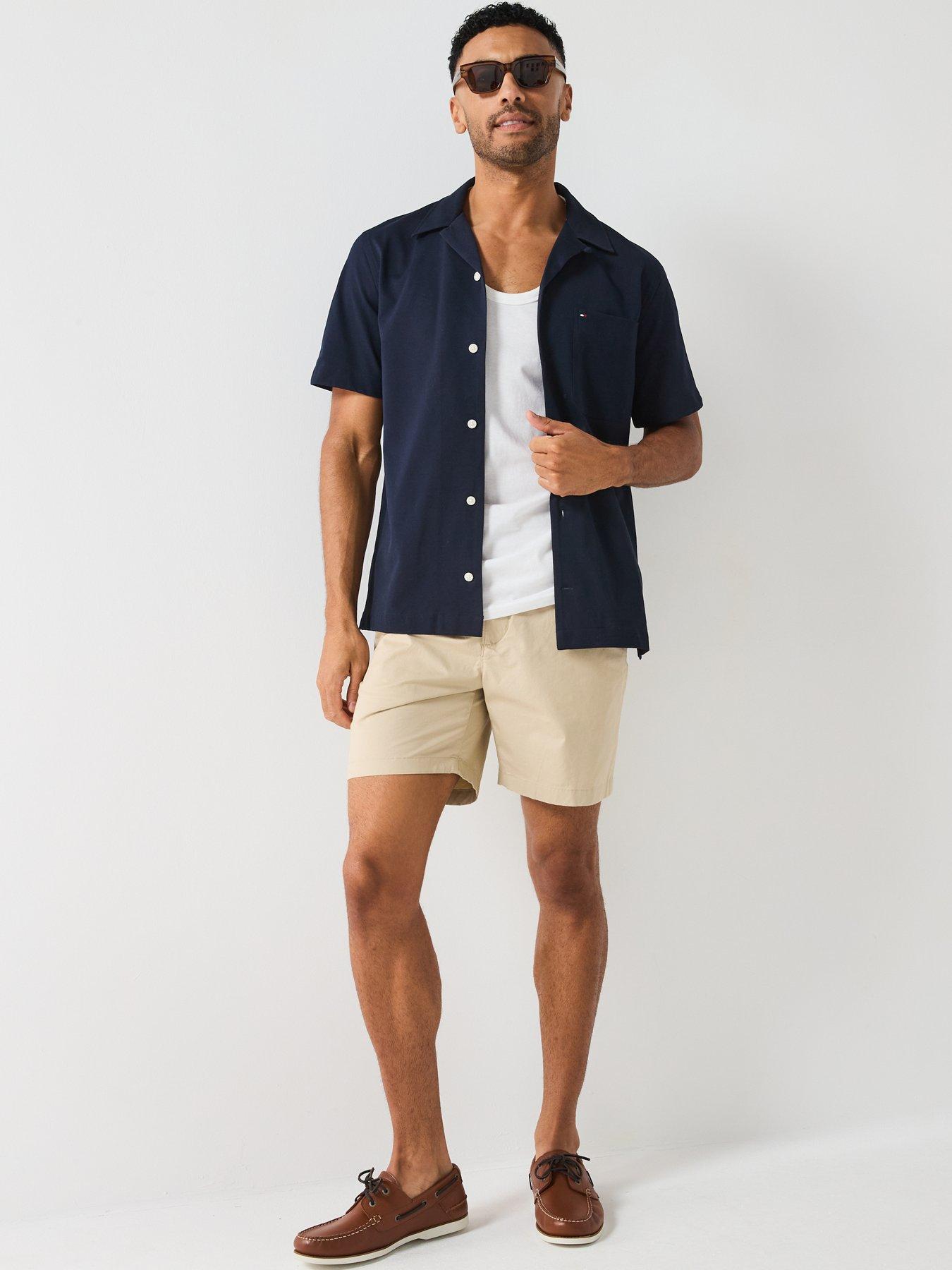  image of tommy-hilfiger-knitted-short-sleeve-shirt-navy-navy