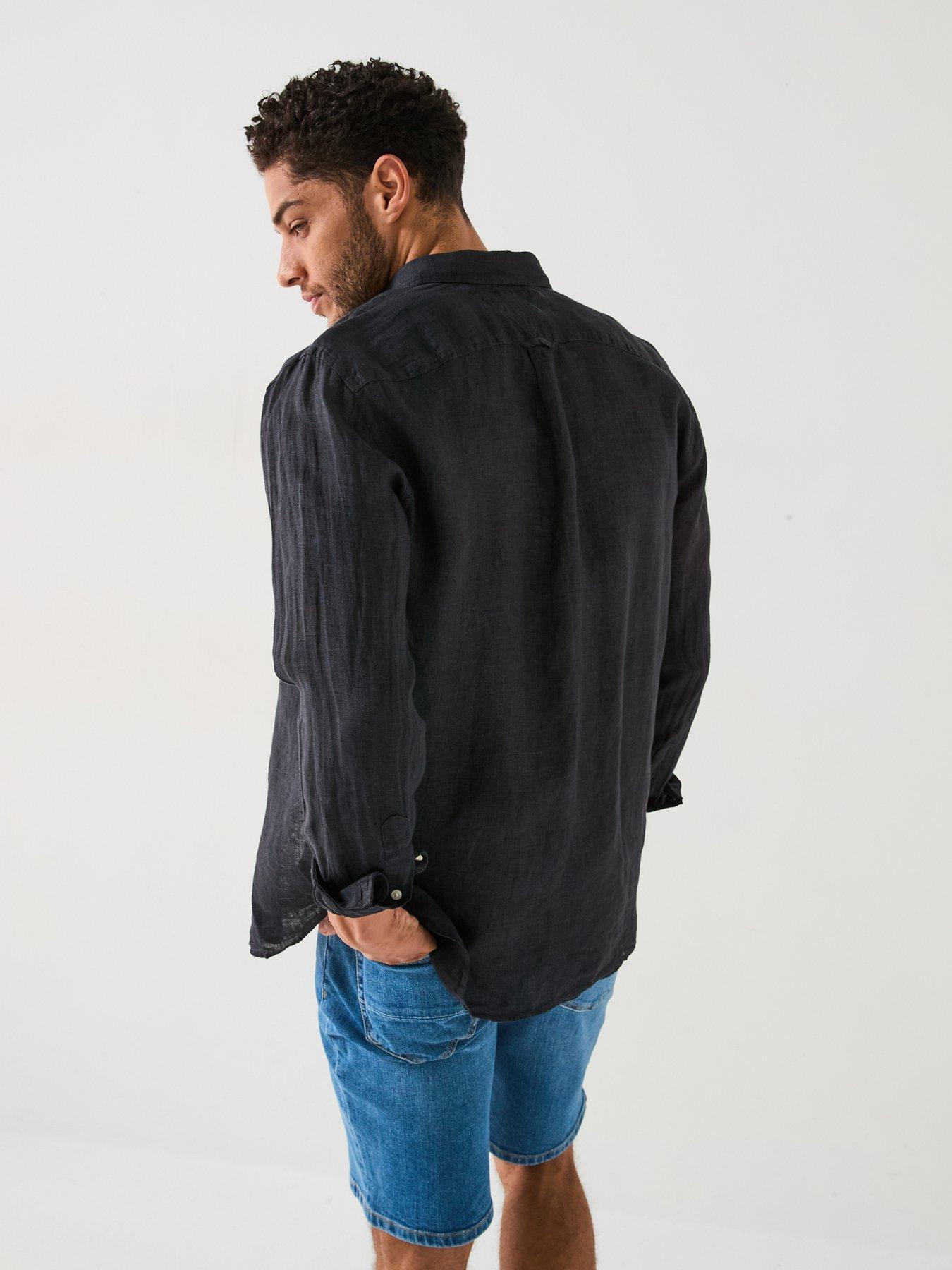  image of tommy-hilfiger-regular-fit-pigment-dyed-long-sleeve-shirt-black