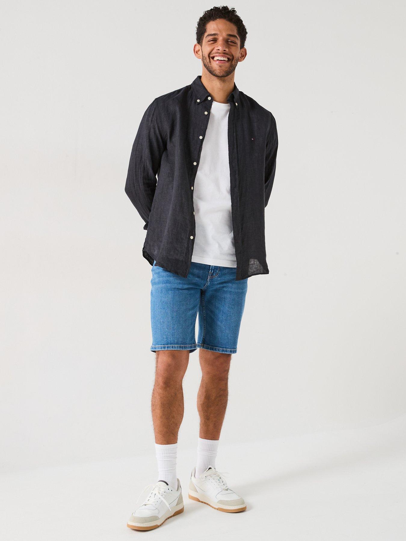  image of tommy-hilfiger-regular-fit-pigment-dyed-long-sleeve-shirt-black