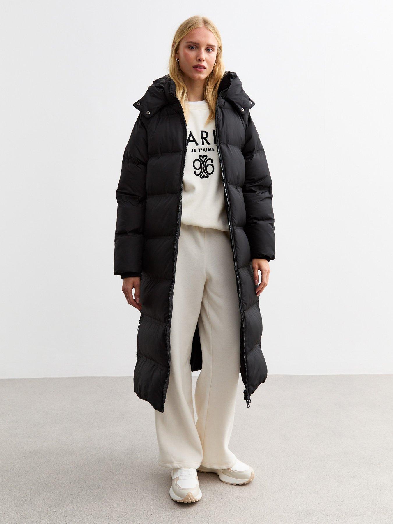 undefined Hooded Longline Puffer Coat - Black