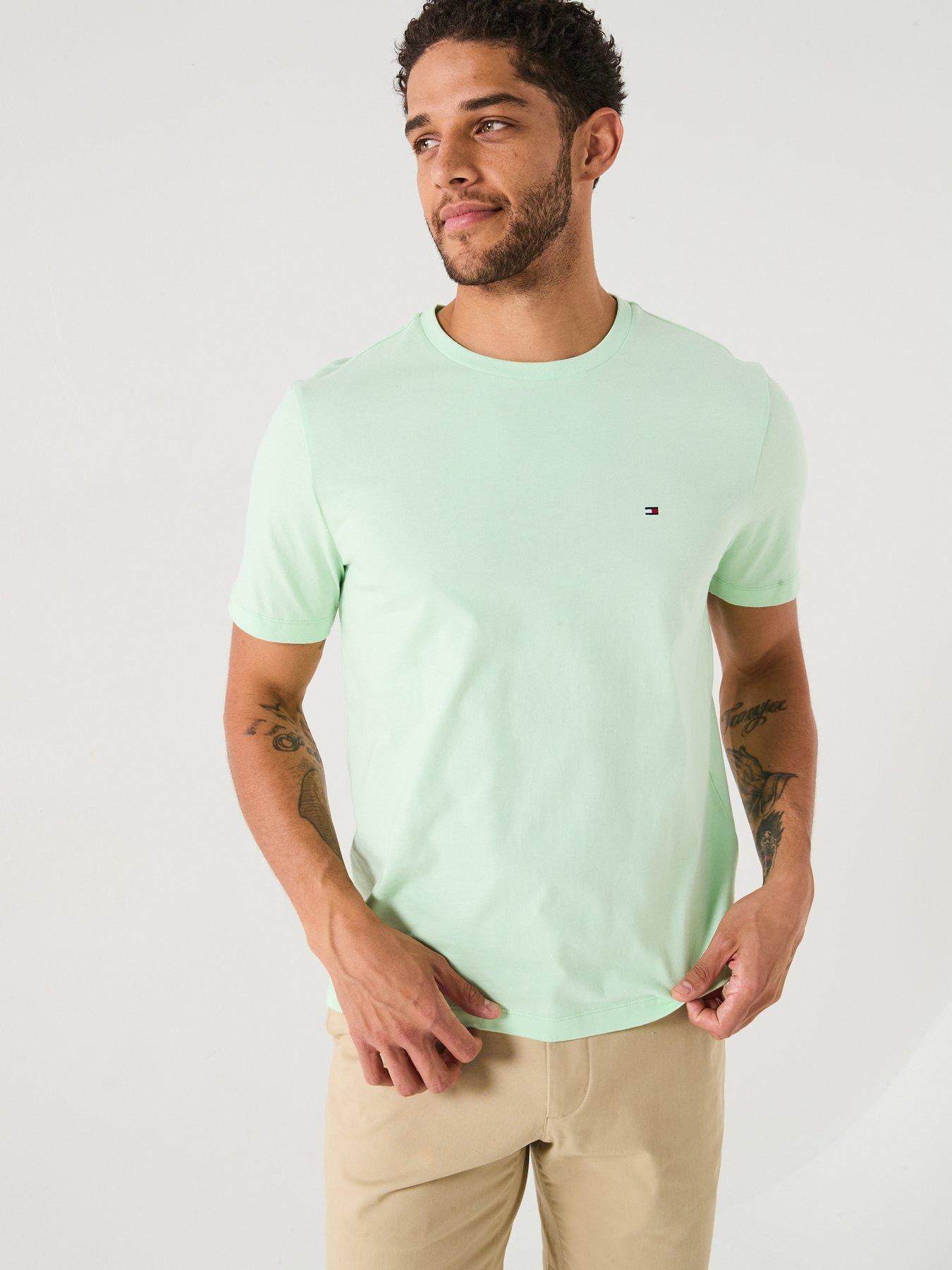  image of tommy-hilfiger-regular-fit-essential-flag-logo-t-shirt-light-green