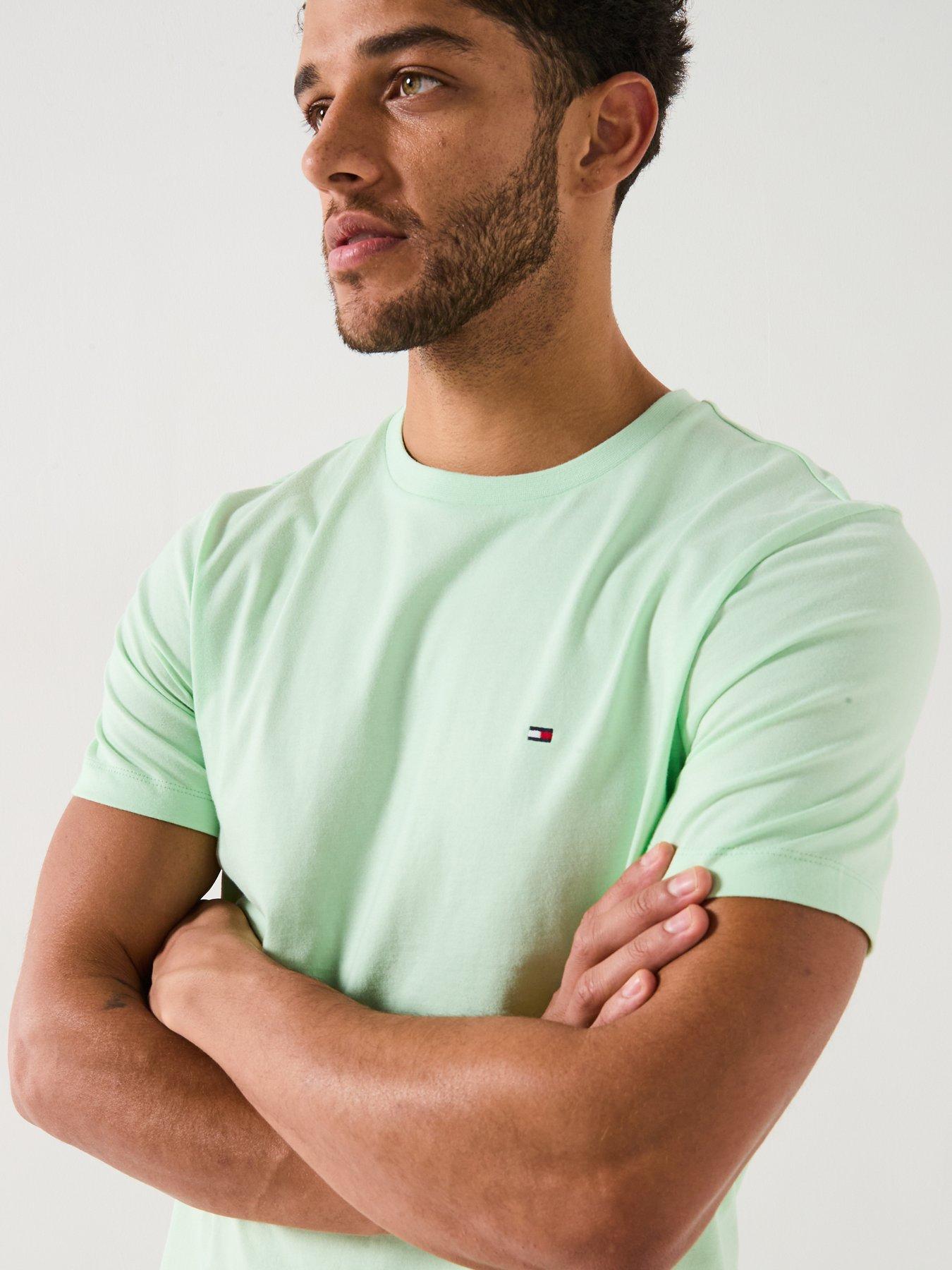  image of tommy-hilfiger-regular-fit-essential-flag-logo-t-shirt-light-green