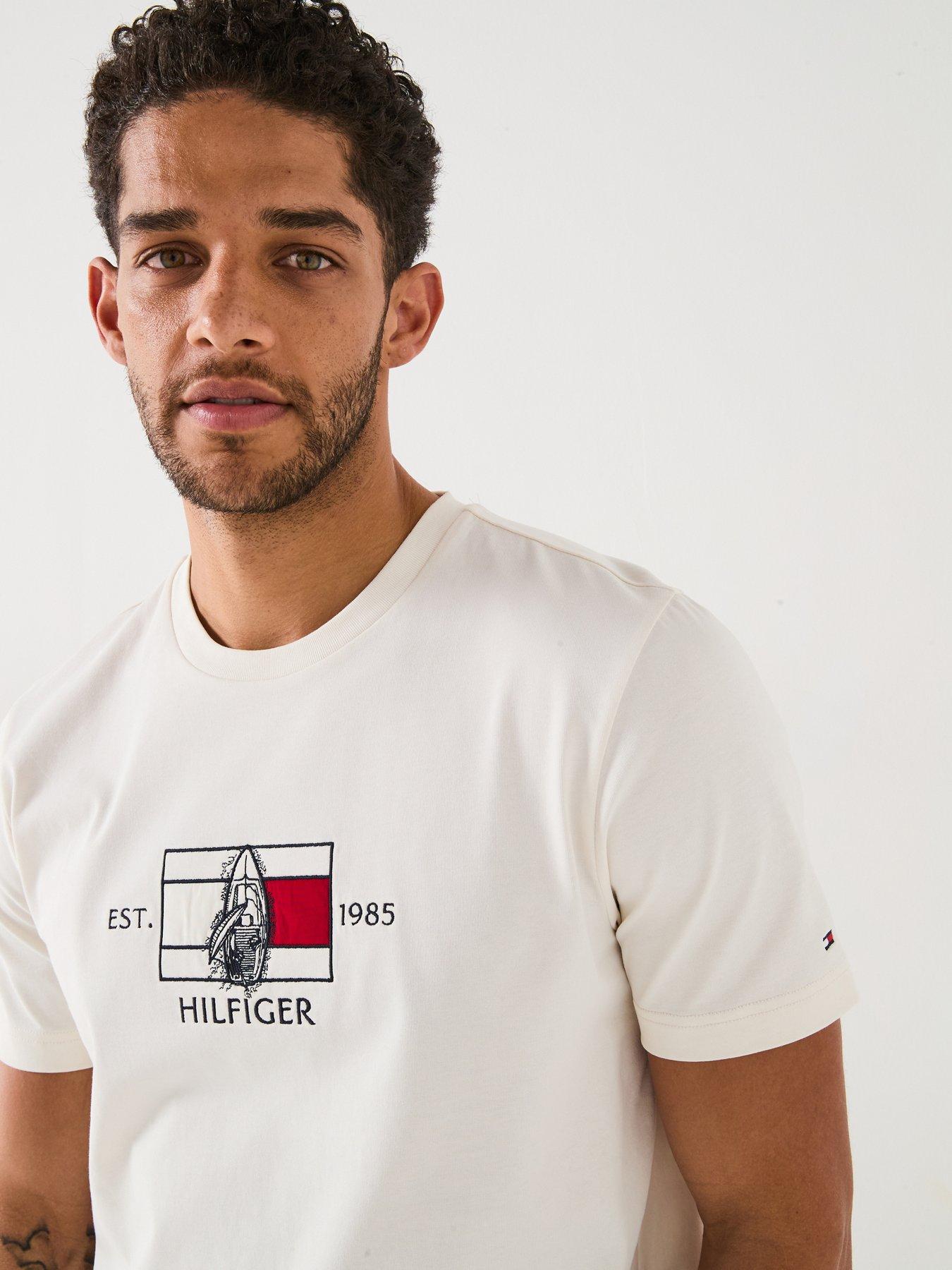  image of tommy-hilfiger-embroidered-flag-sailing-t-shirt-light-cream