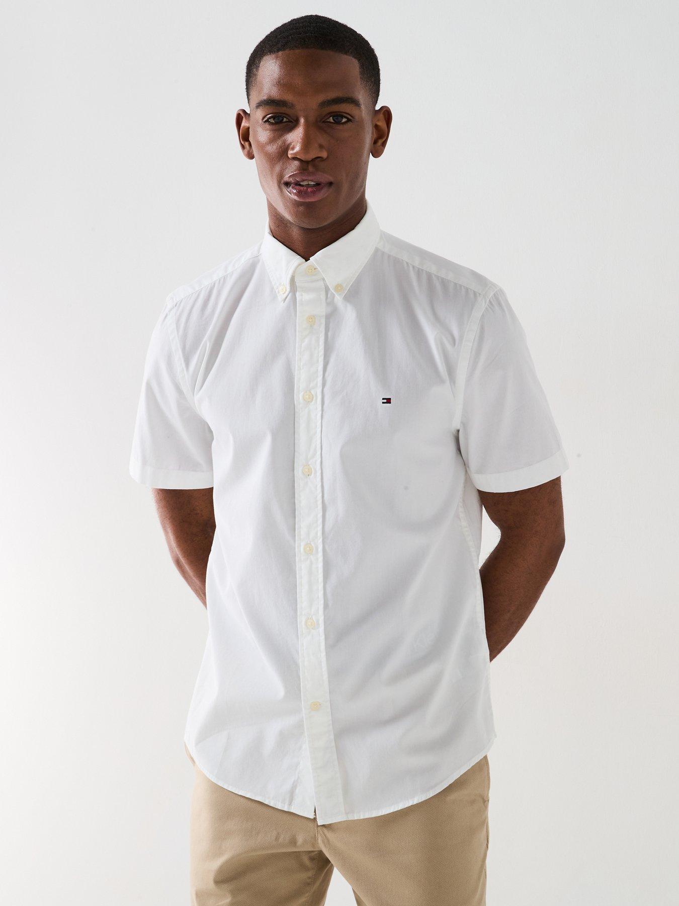 tommy-hilfiger-flex-poplin-solid-short-sleeve-shirt-white