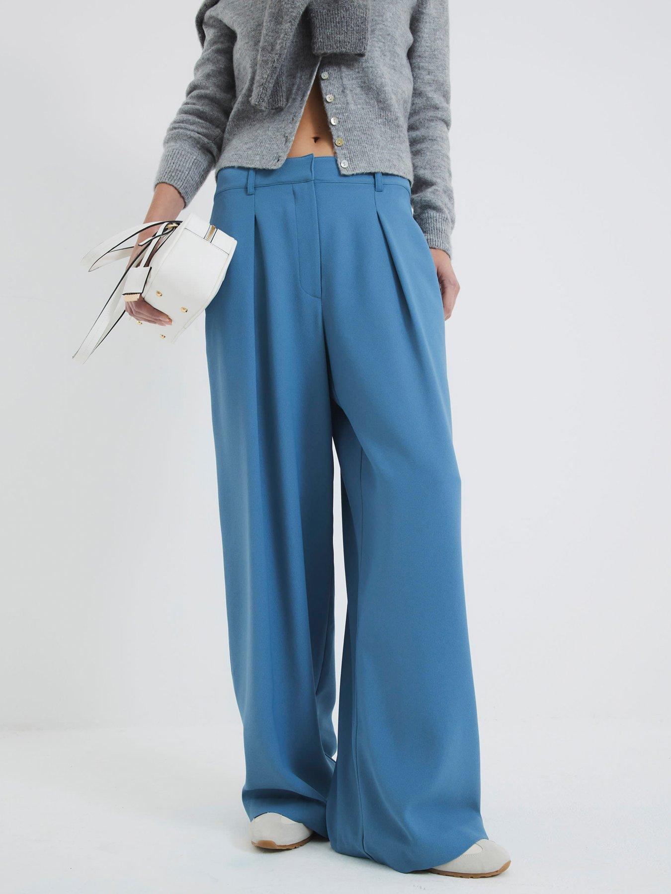 undefined Wide Leg Trouser - Medium Blue