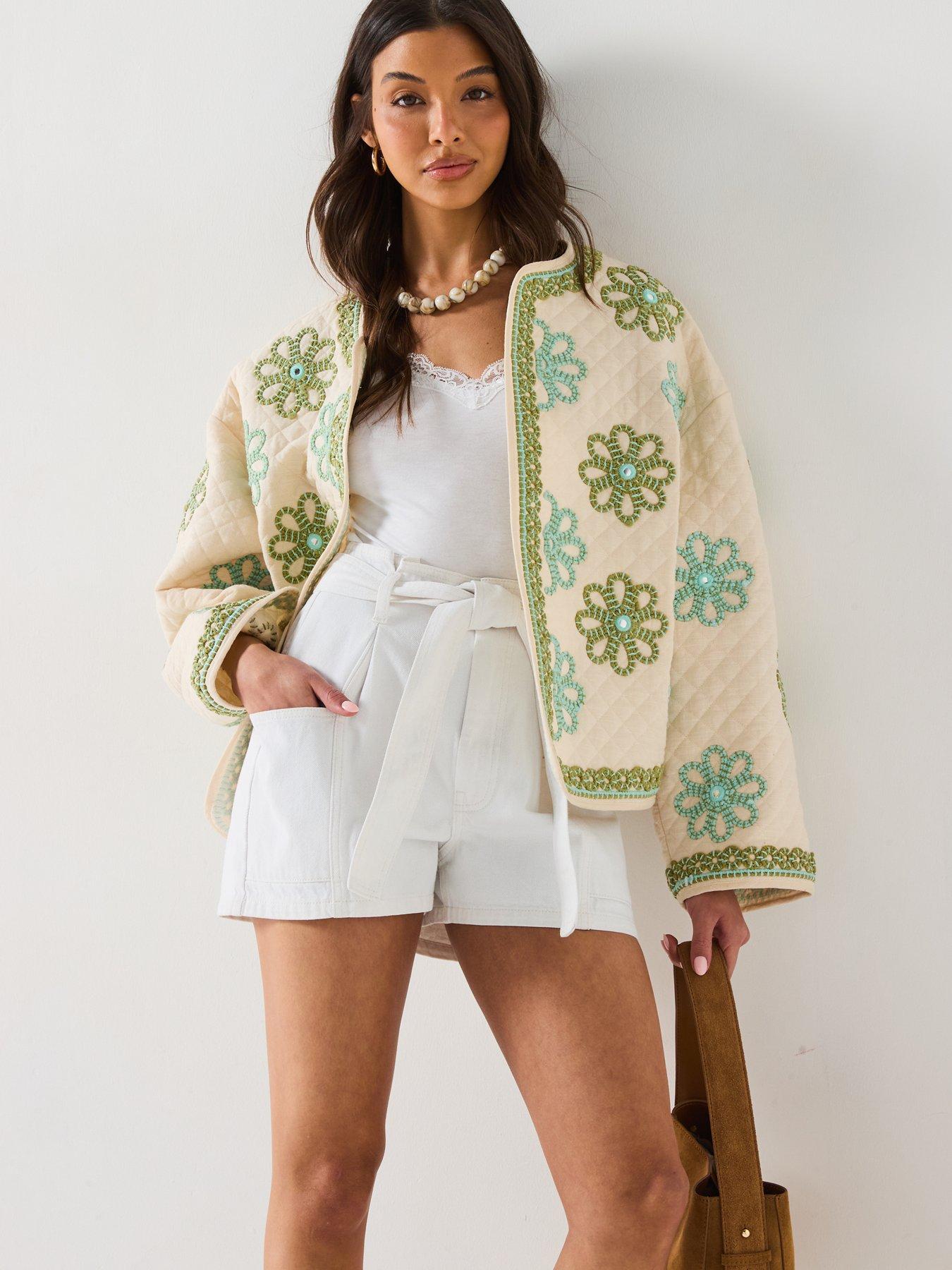  image of v-by-very-paperbag-denim-shorts-white